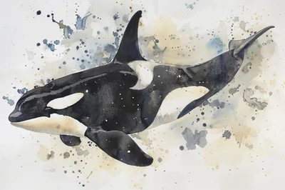 Watercolor Painting Of An Orca Whale