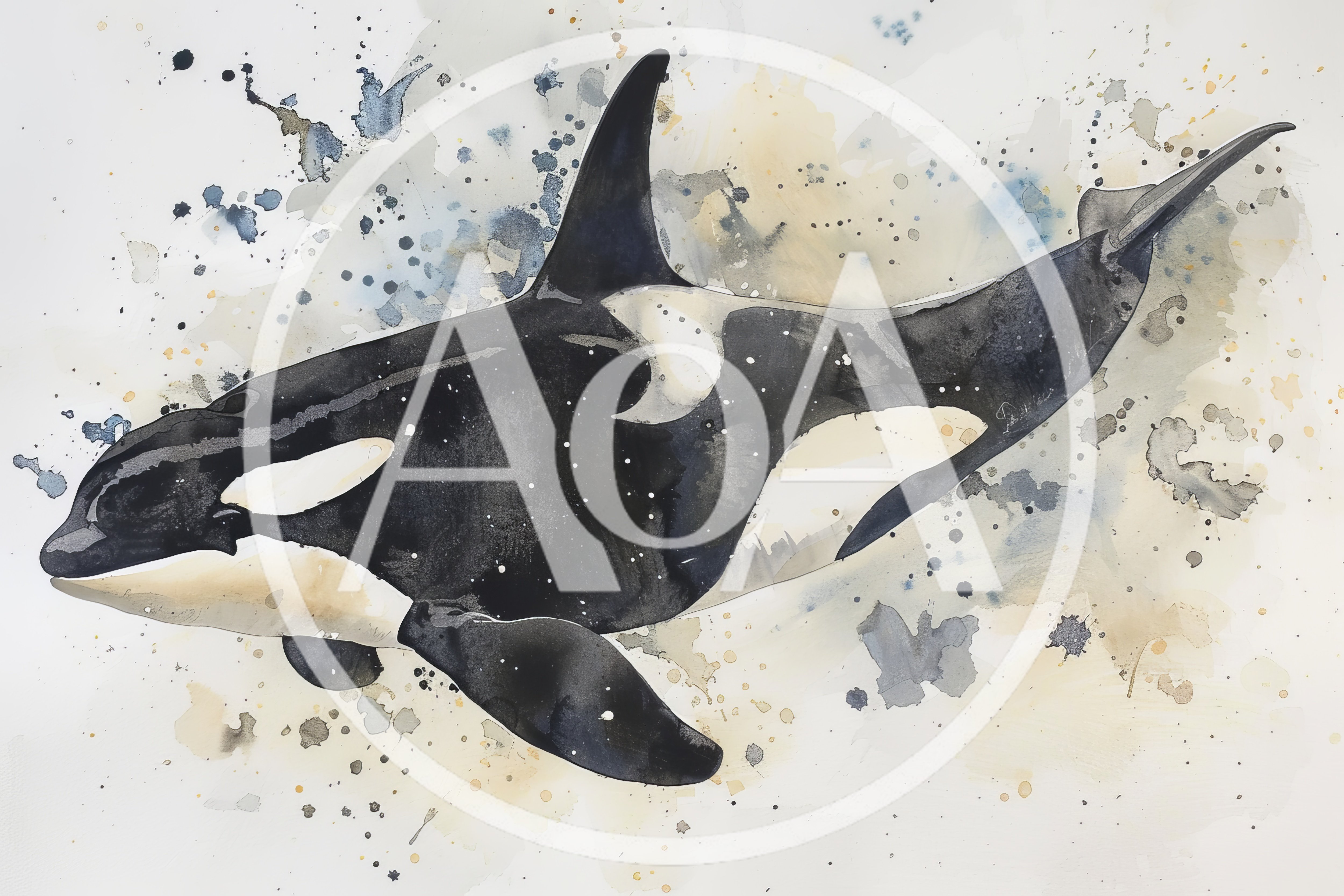 Watercolor Painting Of An Orca Whale