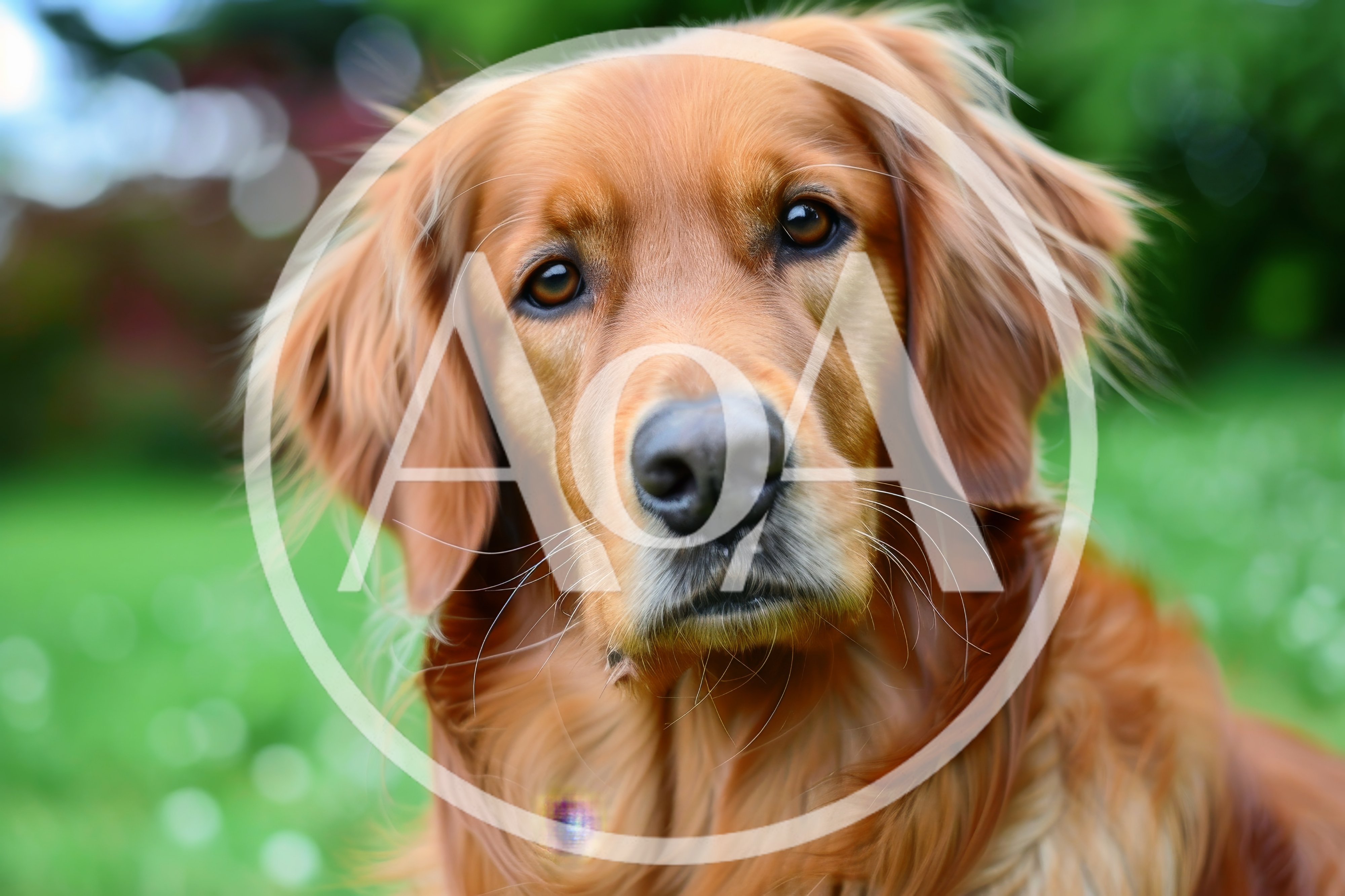 Portrait Of A Golden Retriever Dog Outdoors