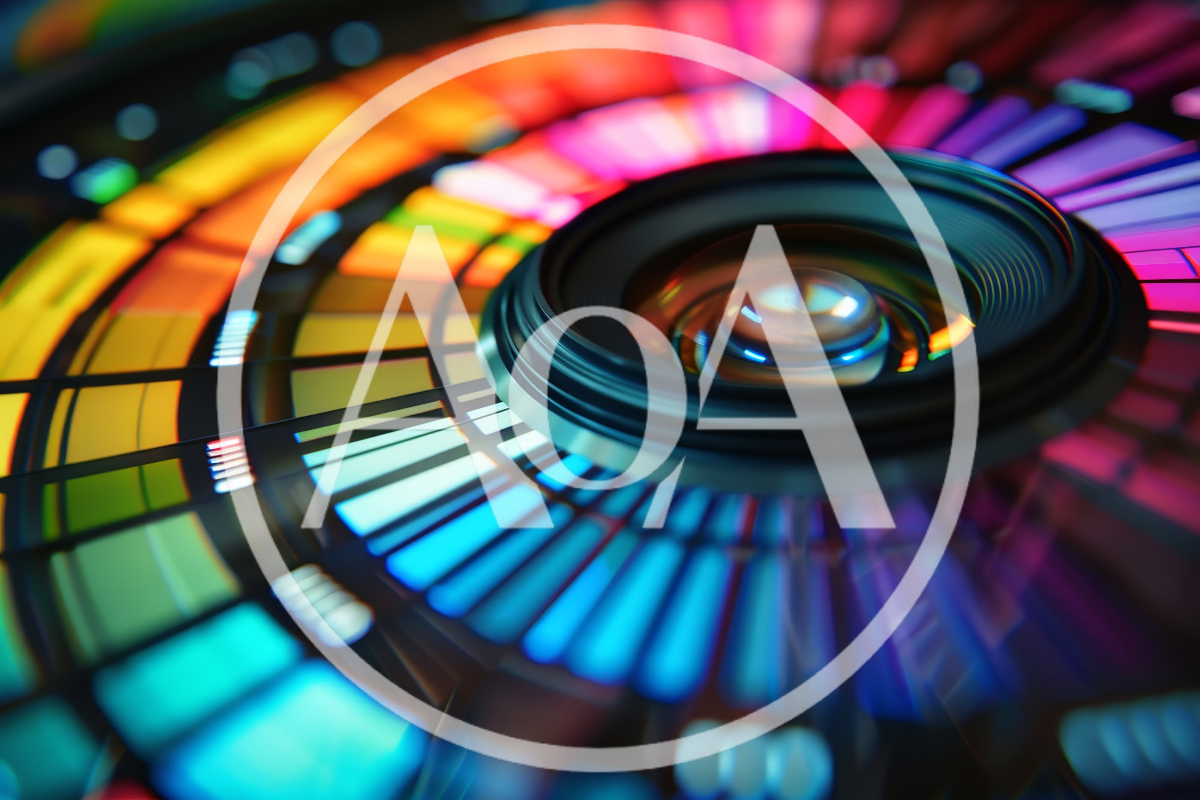 Abstract Camera Lens Over Colorful Digital Light Spectrum
