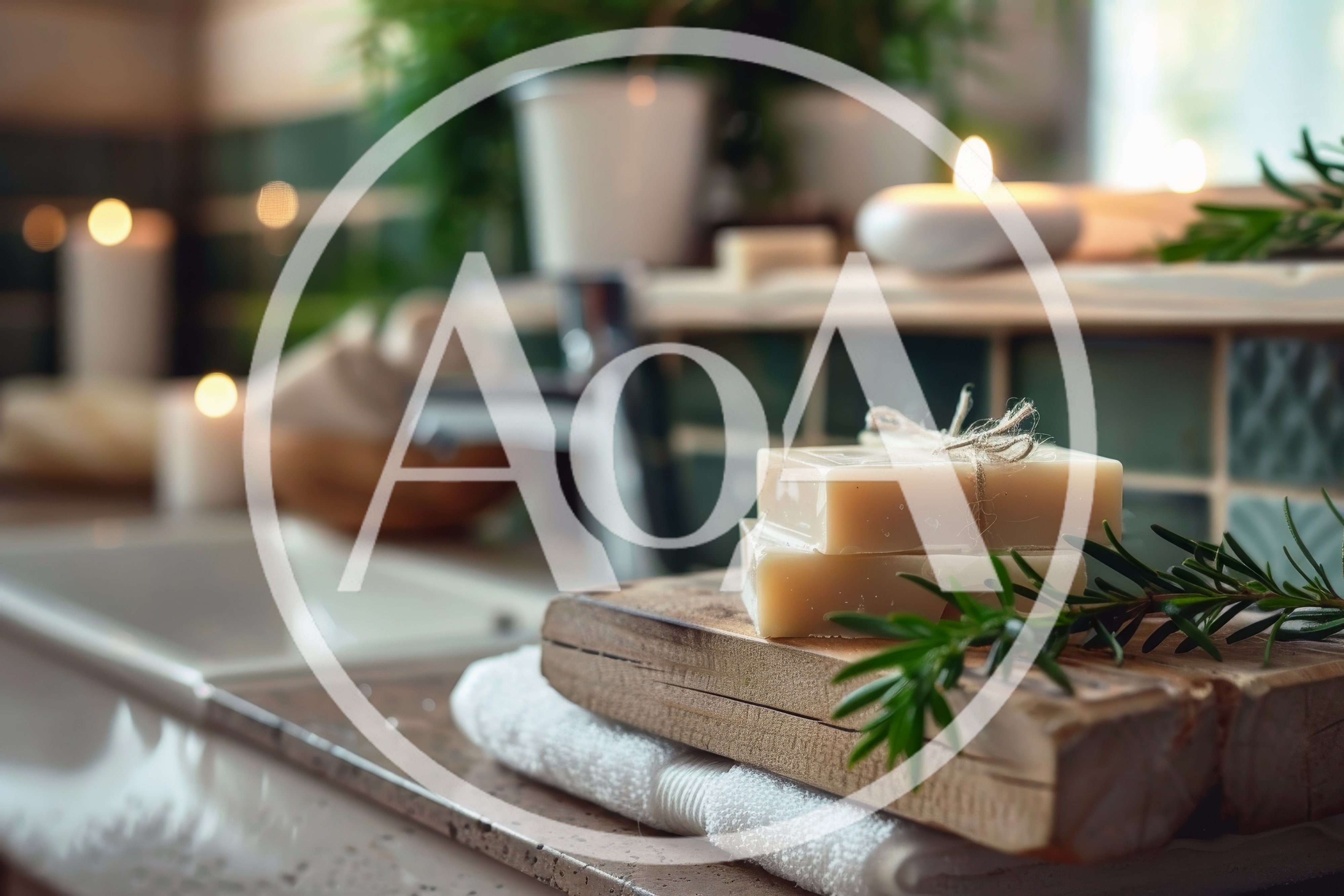 Spa Setting With Natural Soap And Rosemary
