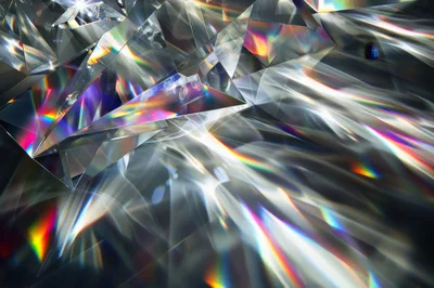 Abstract Light Refraction Through Geometric Glass Prisms
