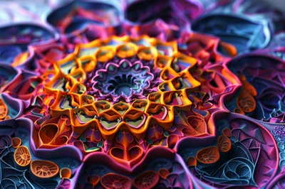 Intricate 3D Fractal Mandala Pattern With Vibrant Colors