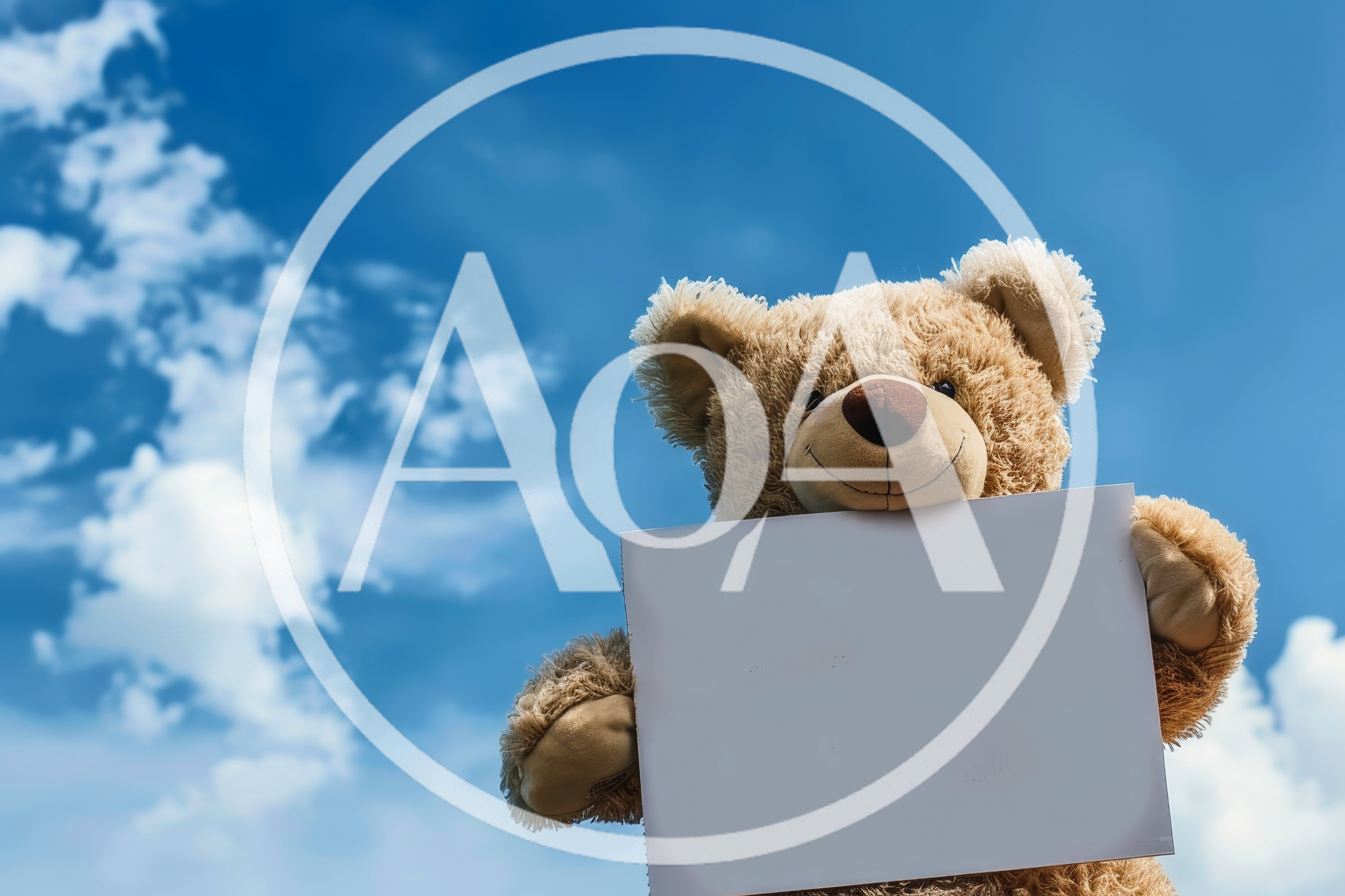 Teddy Bear Holding A Blank White Sign