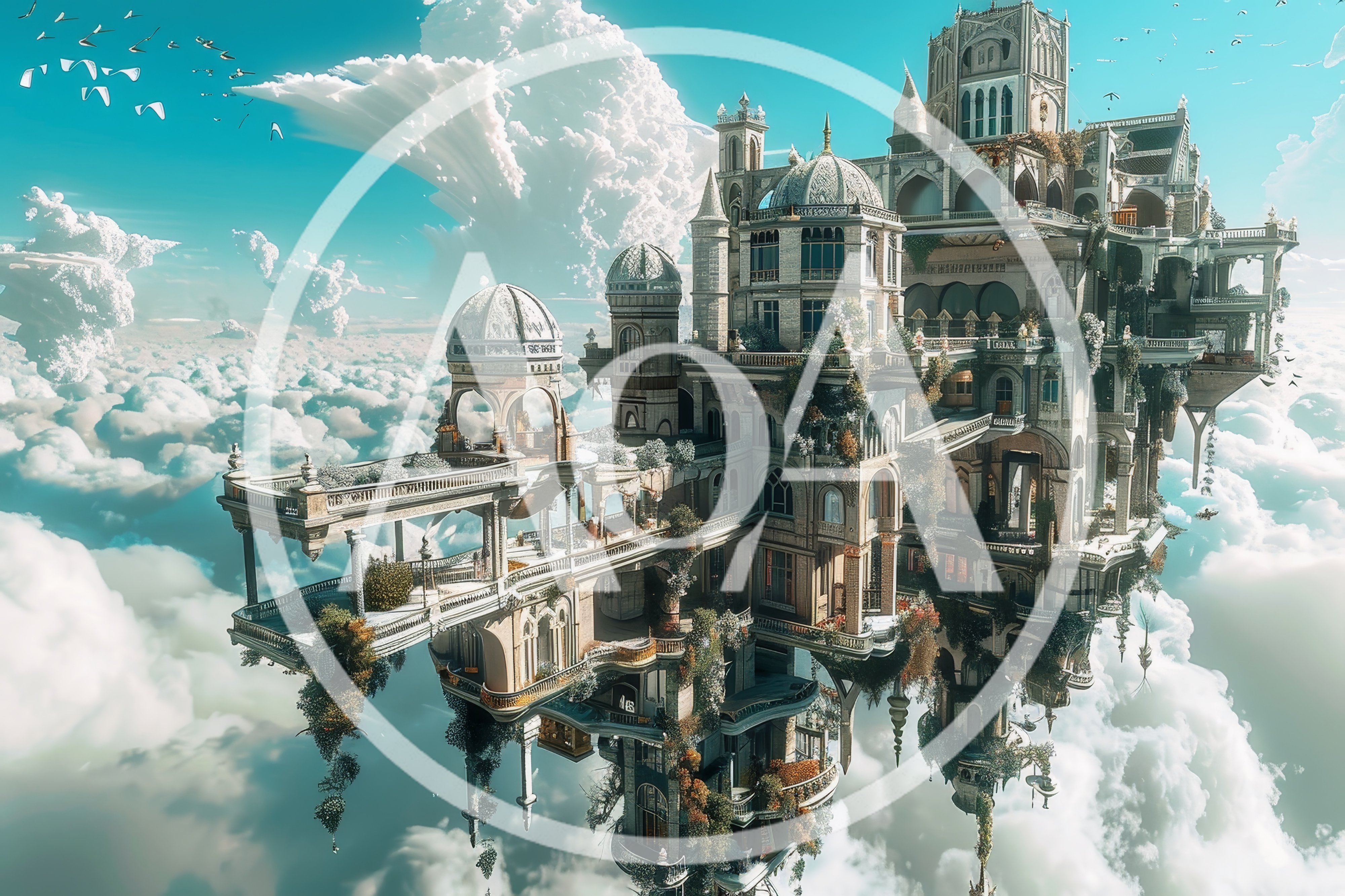 Floating Fantasy Castle Above The Clouds