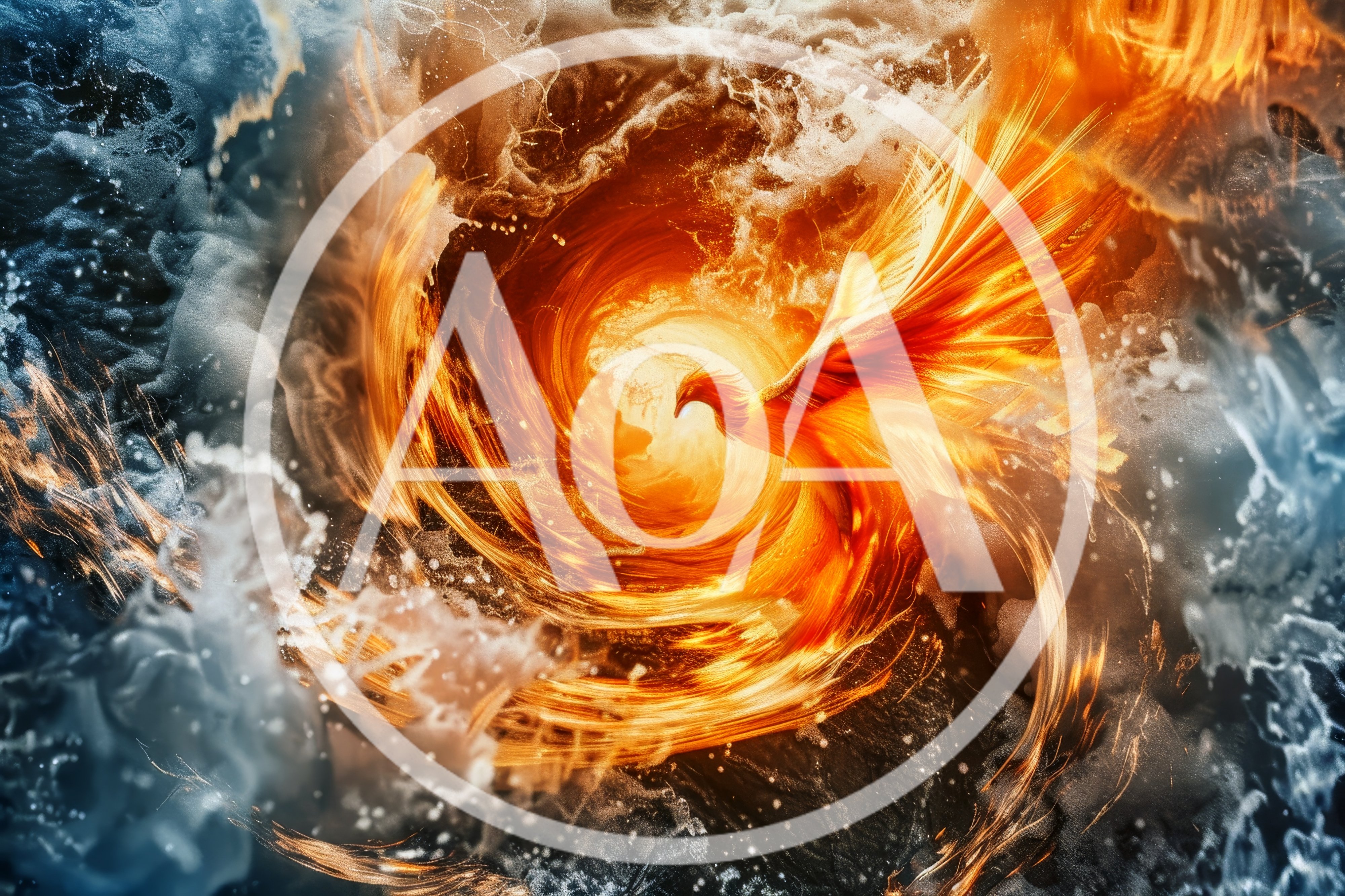 Fiery Phoenix Rising From A Swirling Vortex