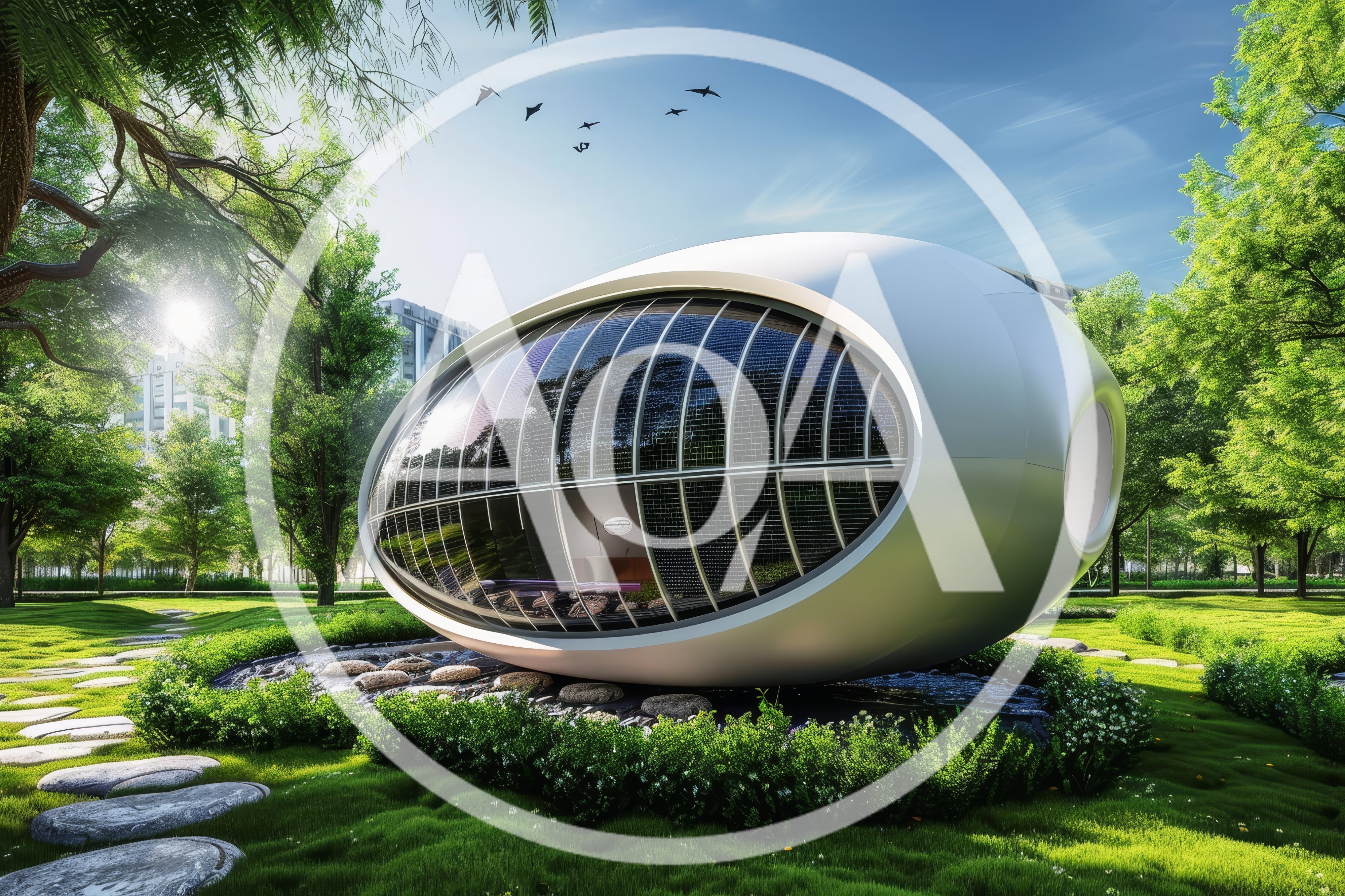 Futuristic Egg Shaped Architectural Pod In Lush Park