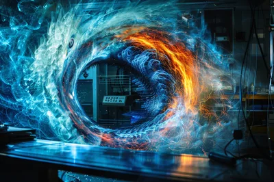Sci-Fi Portal Opening In A High Tech Laboratory