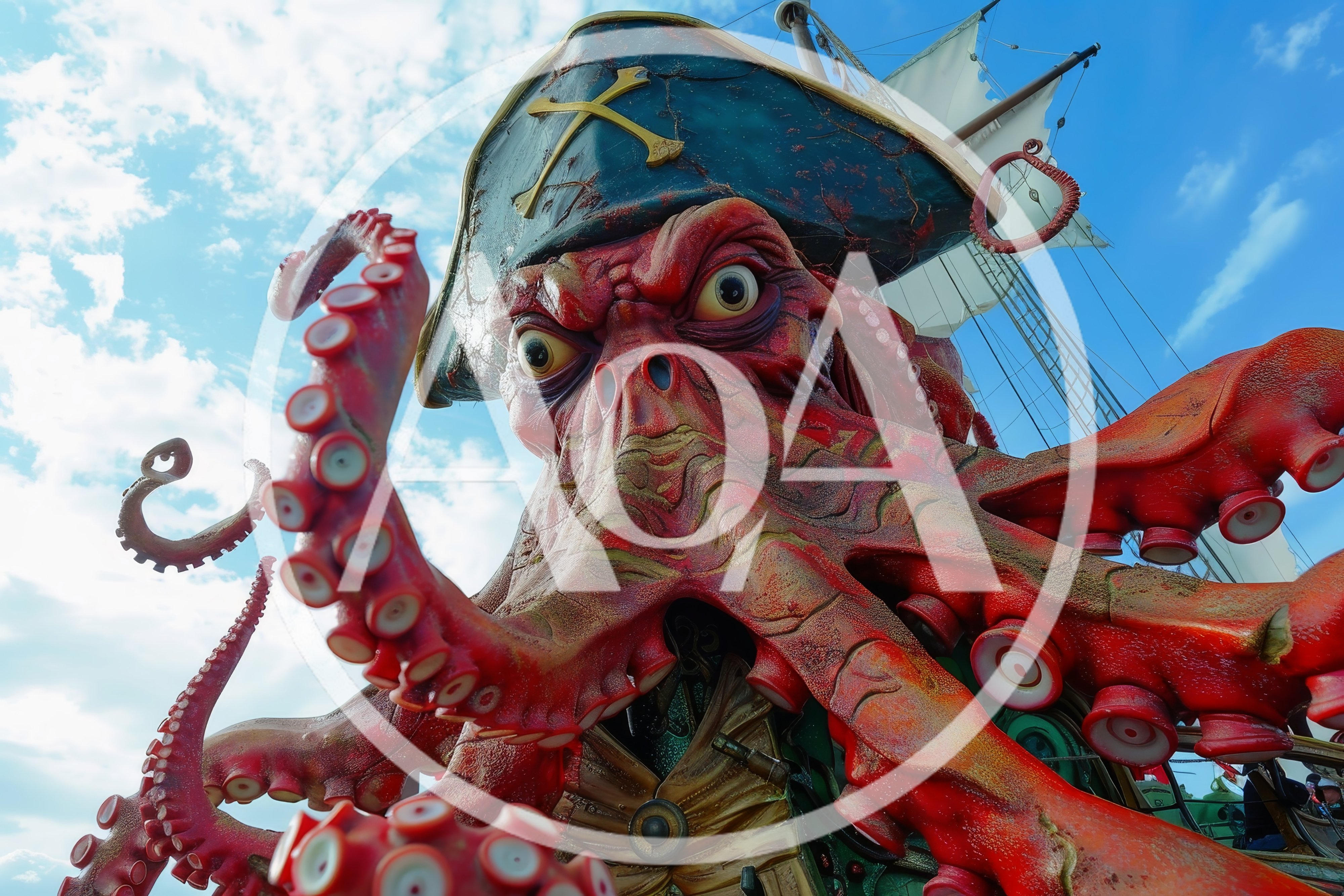 Giant Octopus Pirate Float At Carnival Parade