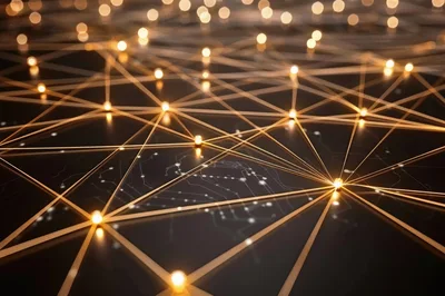Abstract Digital Network Connection With Glowing Nodes