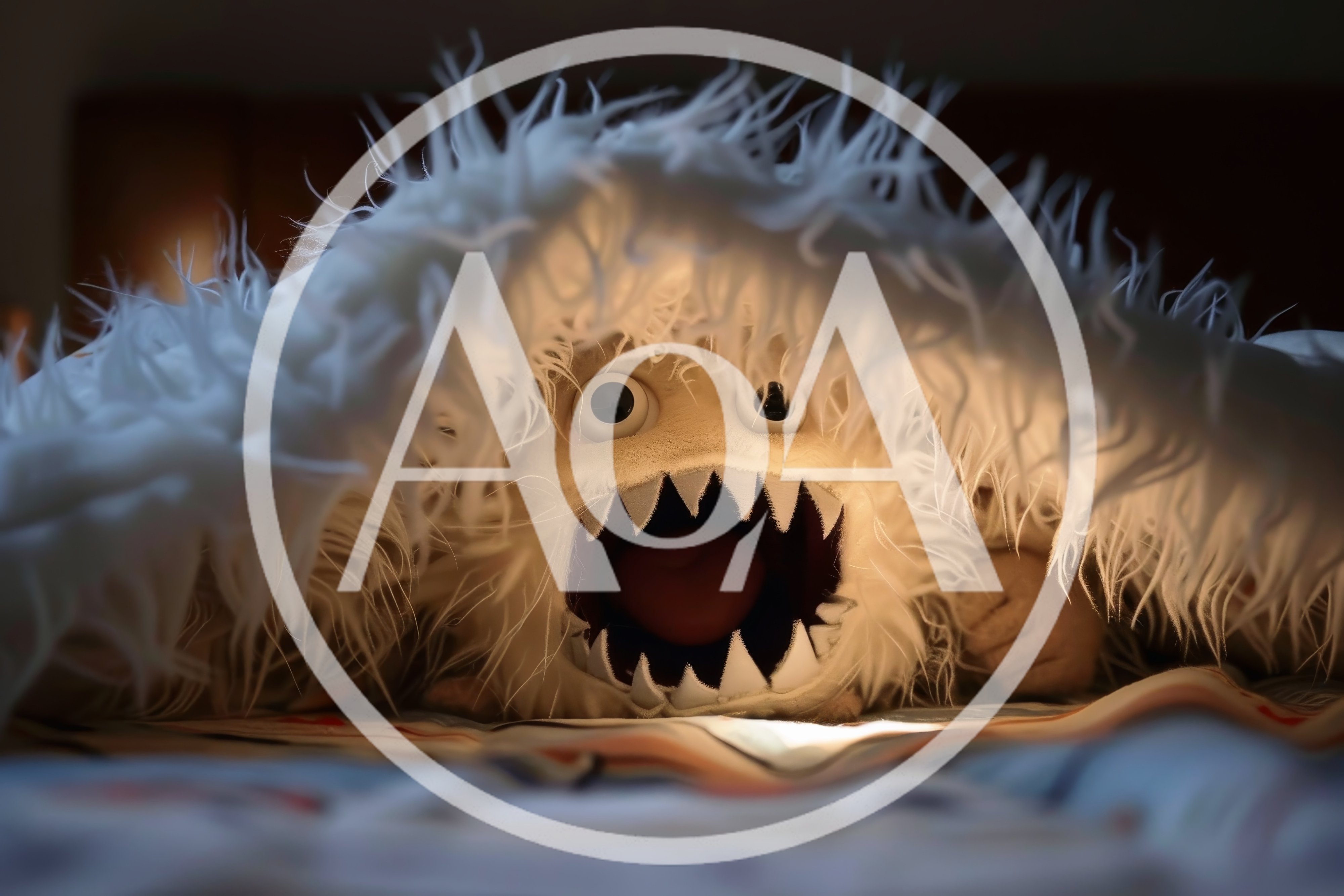 Plush Monster Toy Peeking From Under A Blanket
