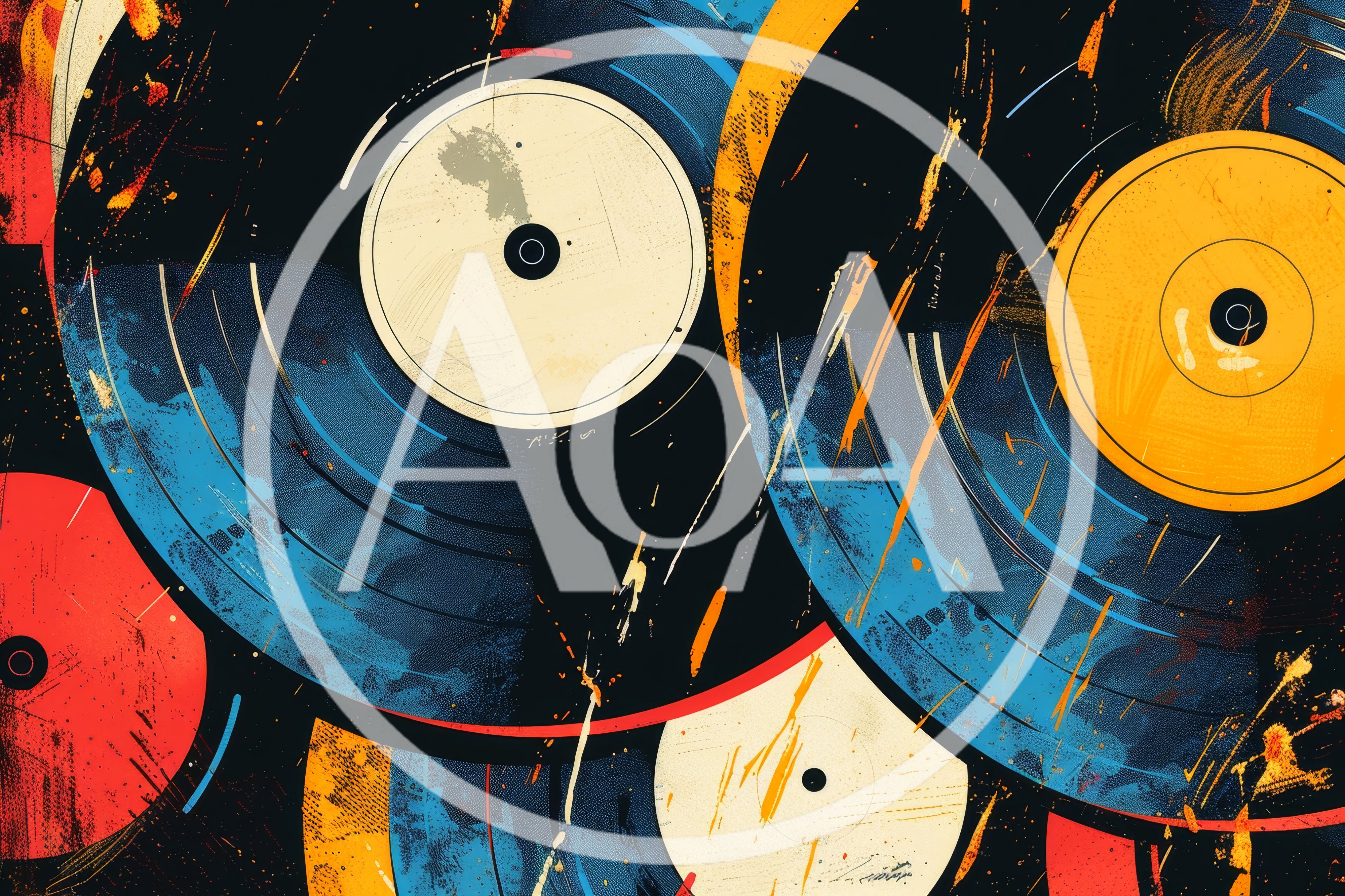 Abstract Artistic Composition Of Vintage Vinyl Records