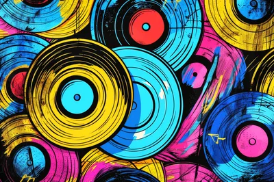Abstract Pop Art Vinyl Record Background