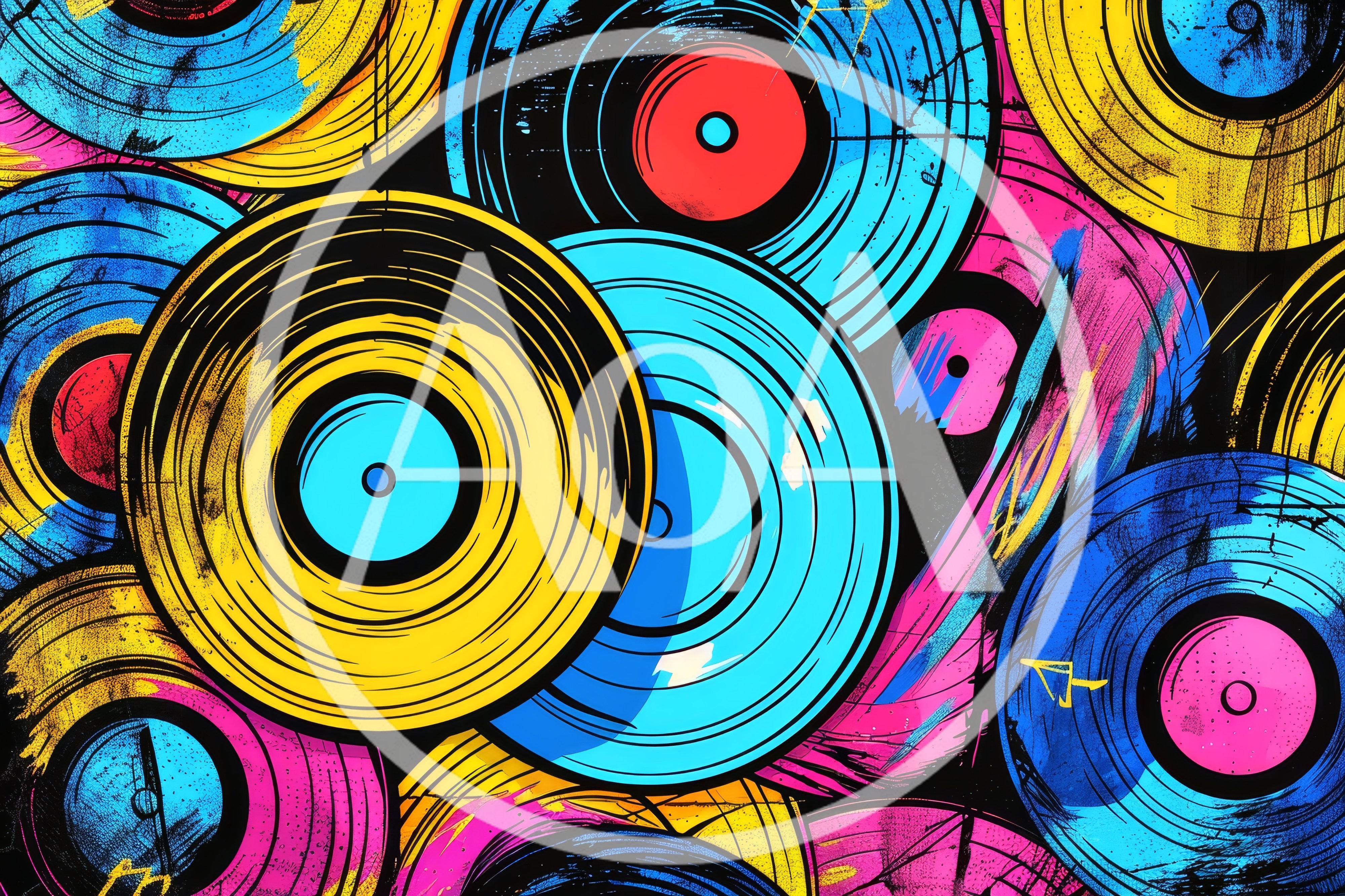 Abstract Pop Art Vinyl Record Background