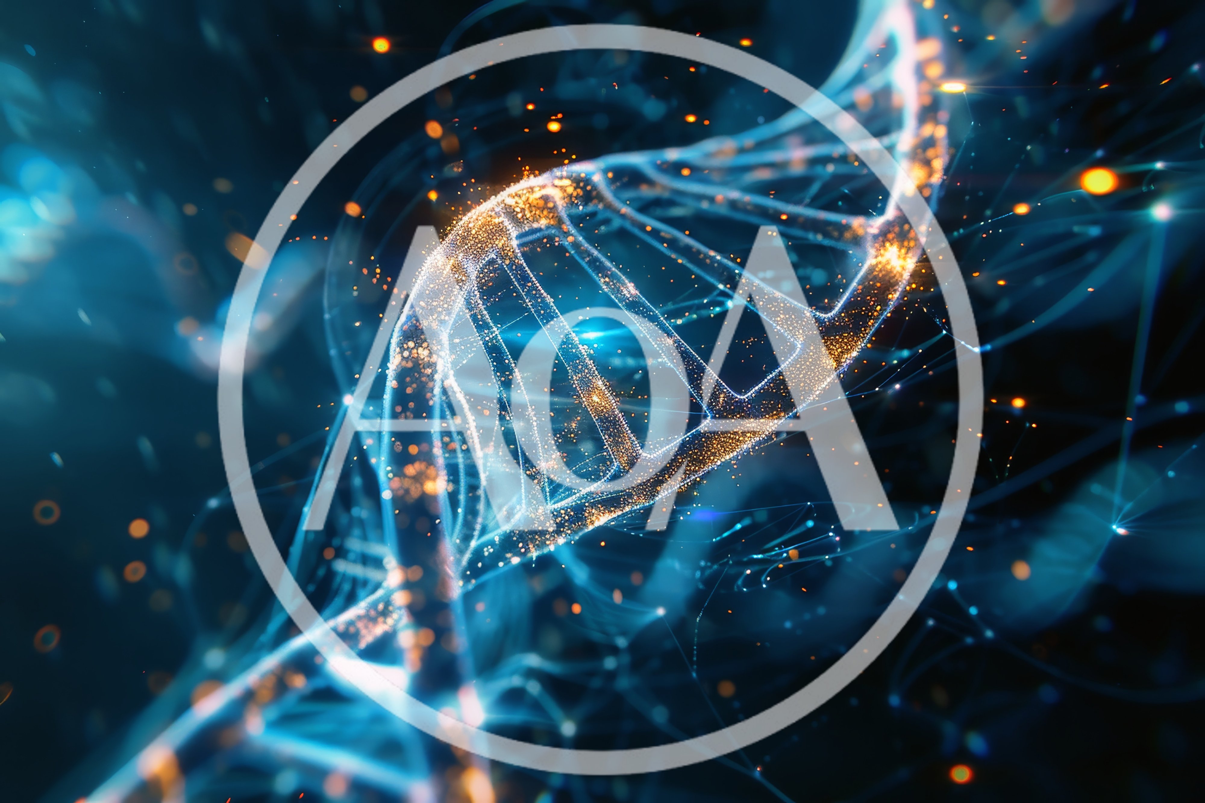 Digital DNA Helix Structure With Glowing Particles