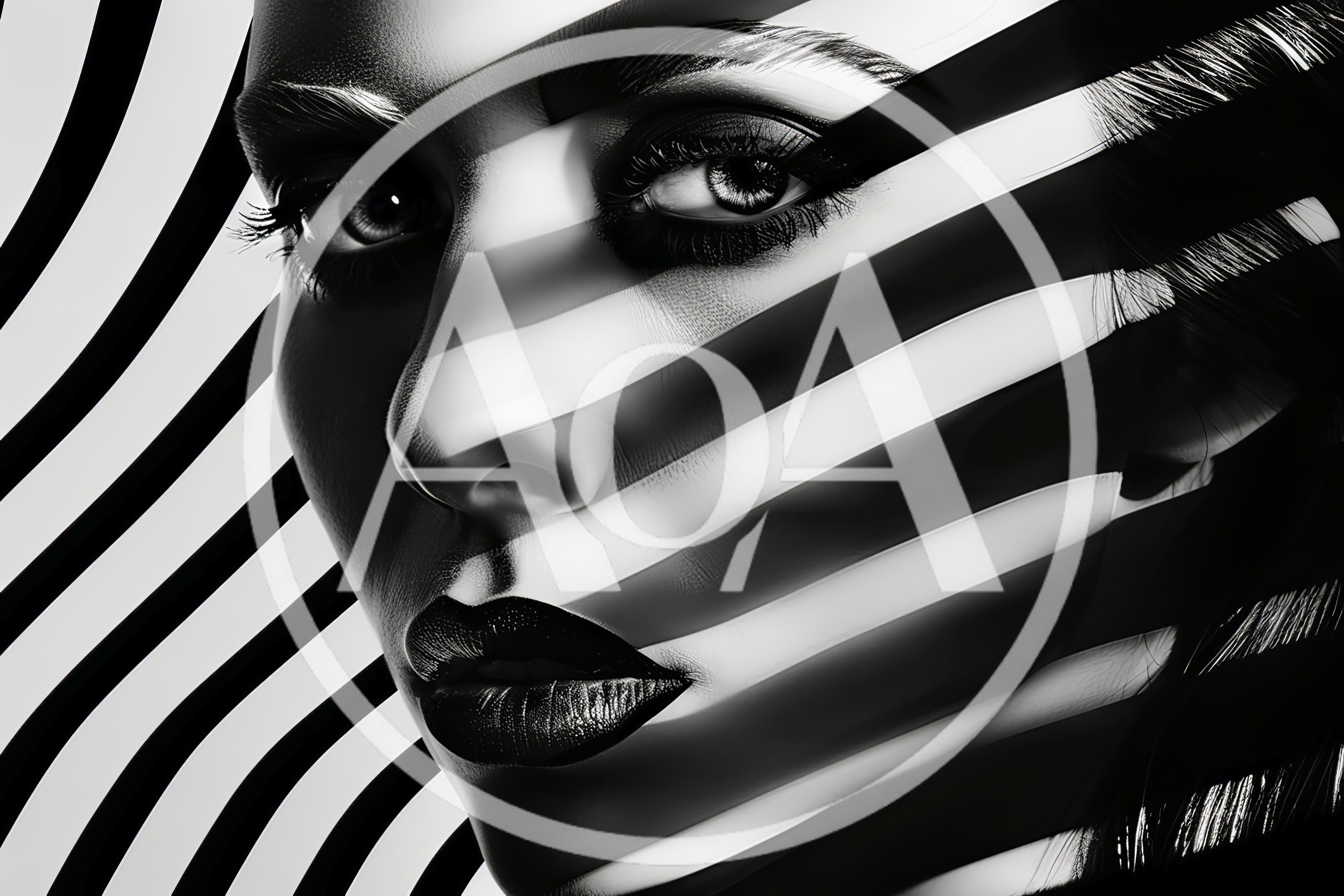 Close Up Portrait Of Woman With Striped Shadow Effect