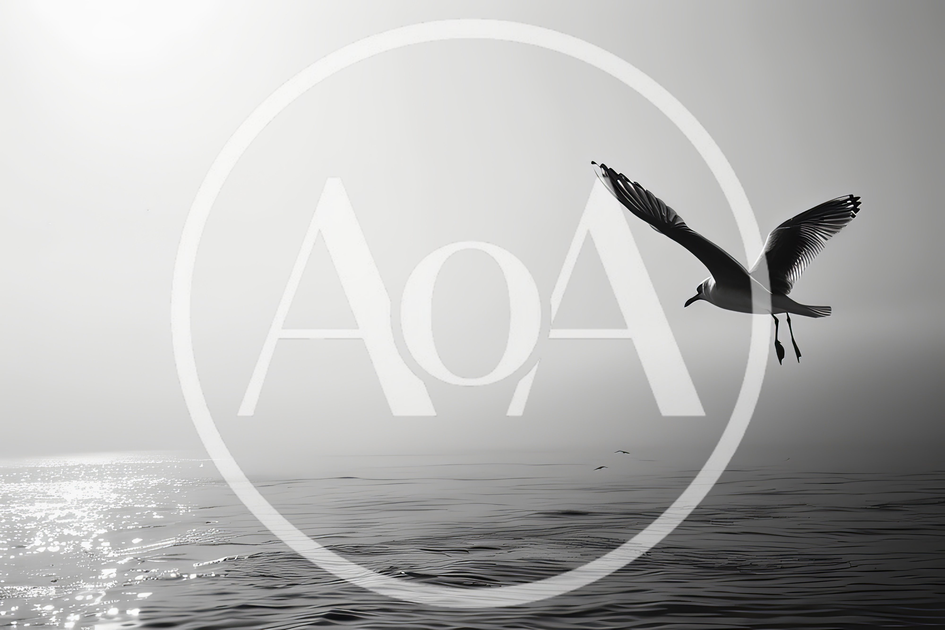 Seagull Flying Over Calm Misty Ocean Waters