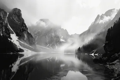 Black and White Landscape of Moraine Lake