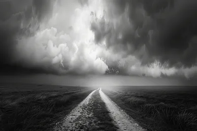 A Lonely Dirt Path Through A Vast Grassy Field