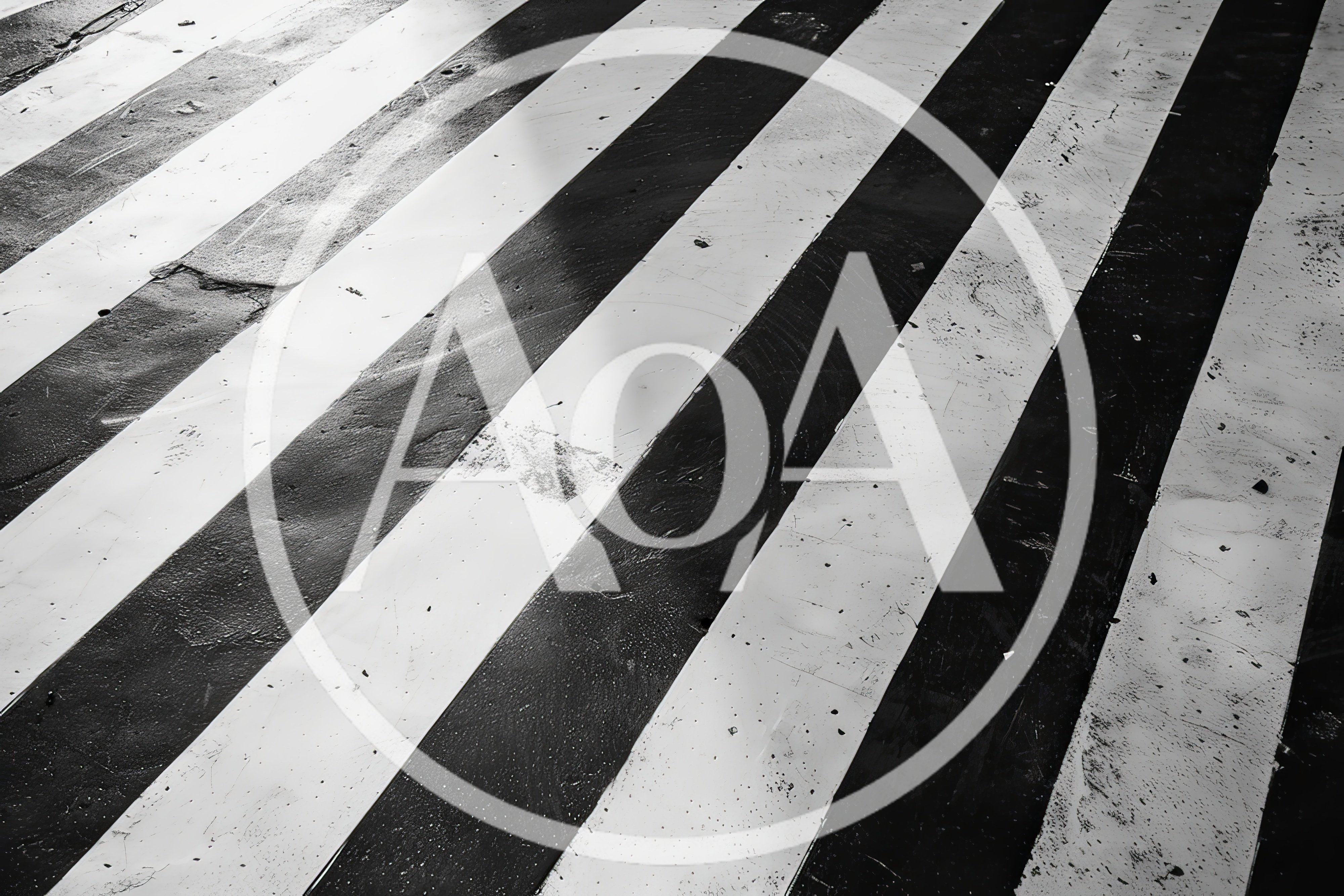High Angle View Of Pedestrian Crosswalk Stripes