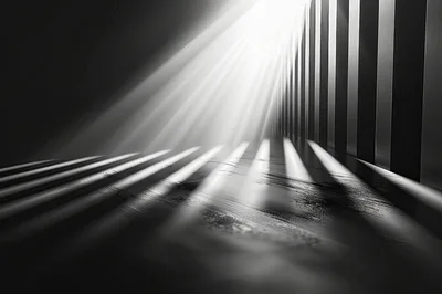 Abstract Light Beams Through Vertical Slats