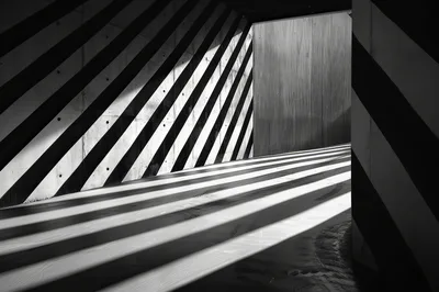 Abstract Architectural Tunnel With Diagonal Striped Shadows