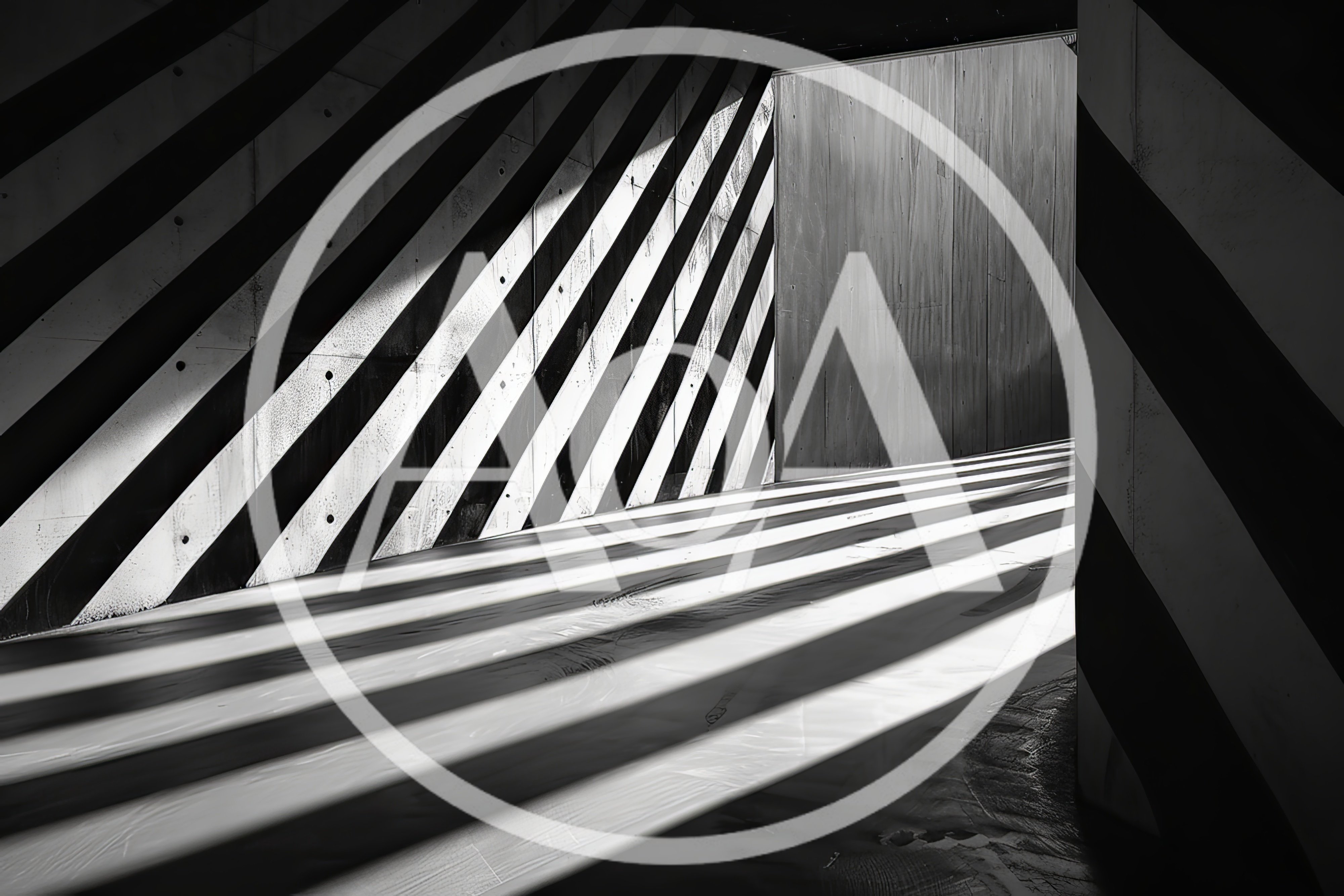Abstract Architectural Tunnel With Diagonal Striped Shadows