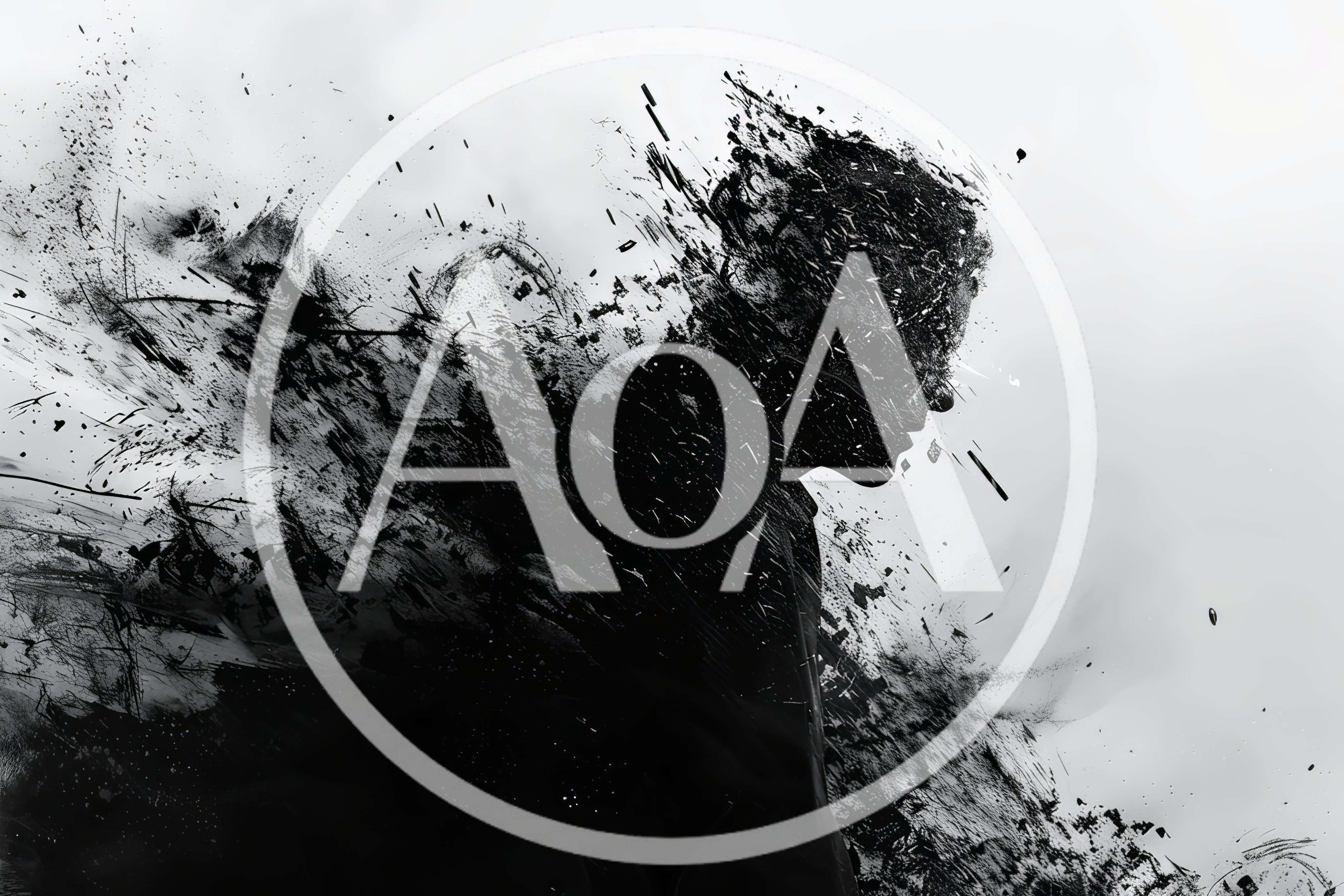 Abstract Silhouette Of A Man Disintegrating Into Particles