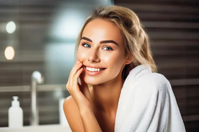 Beautiful Woman Smiling After Skincare Routine