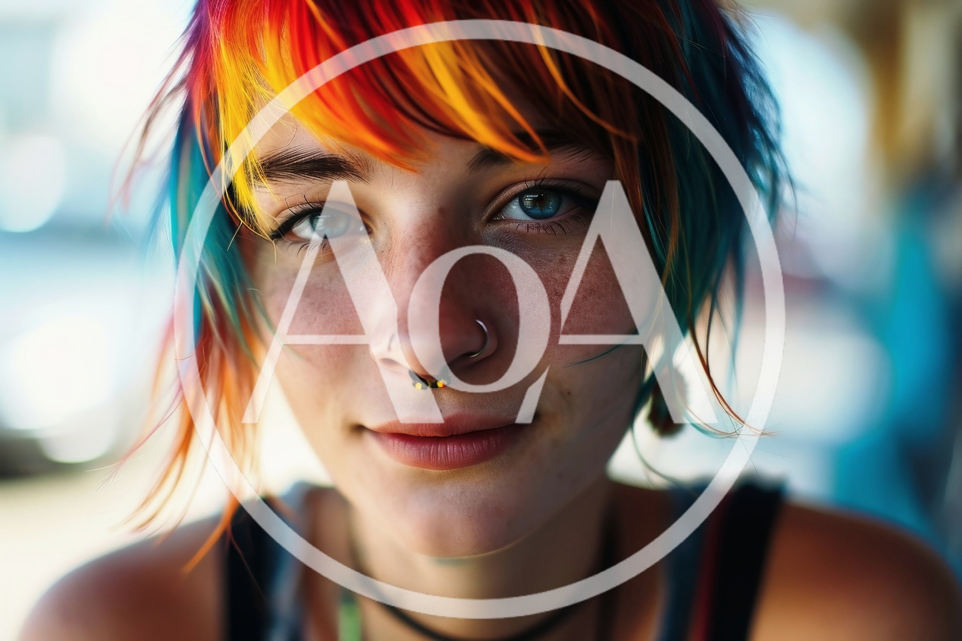 Portrait Of A Young Woman With Multi Colored Hair