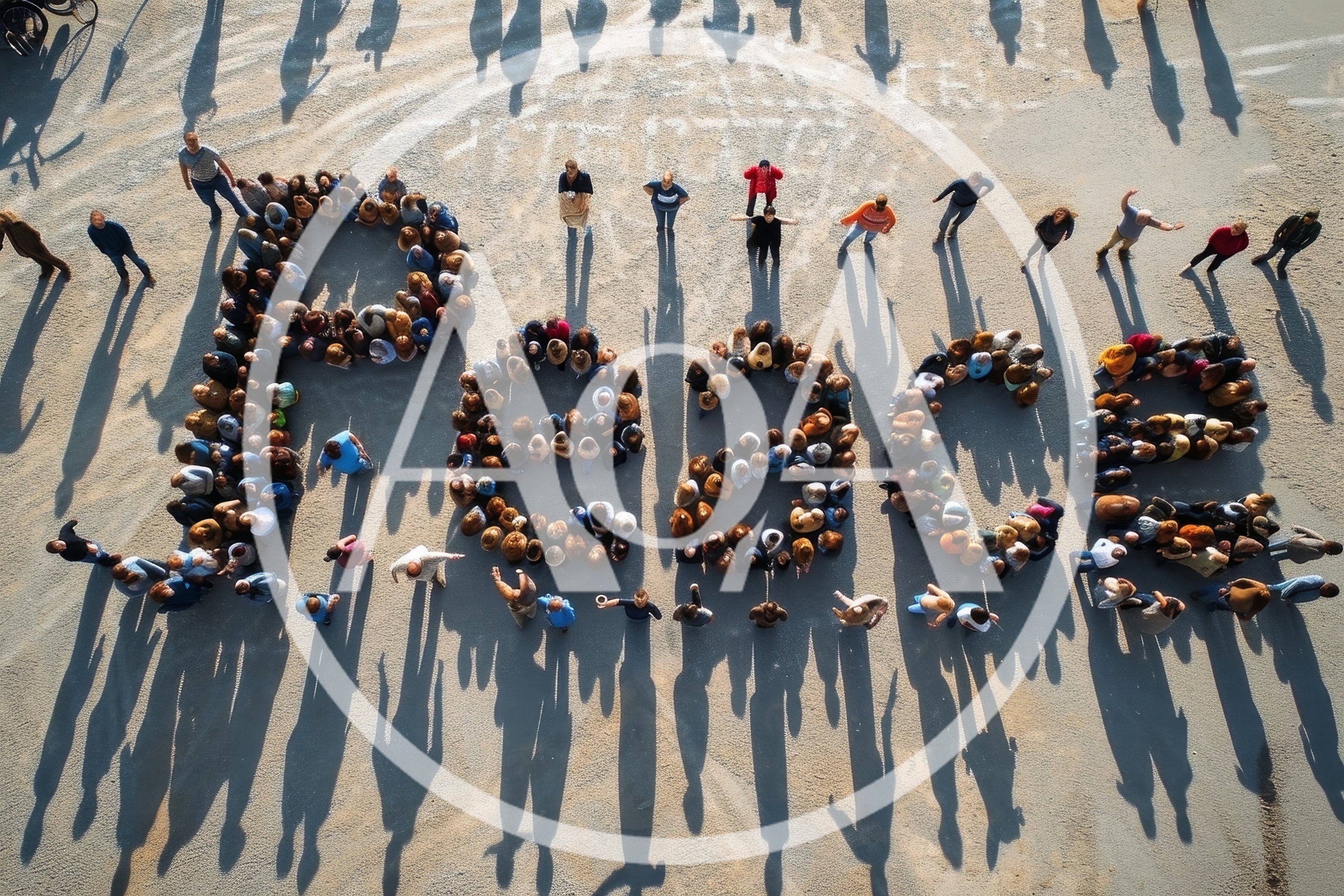Aerial View Of People Forming The Word Peace