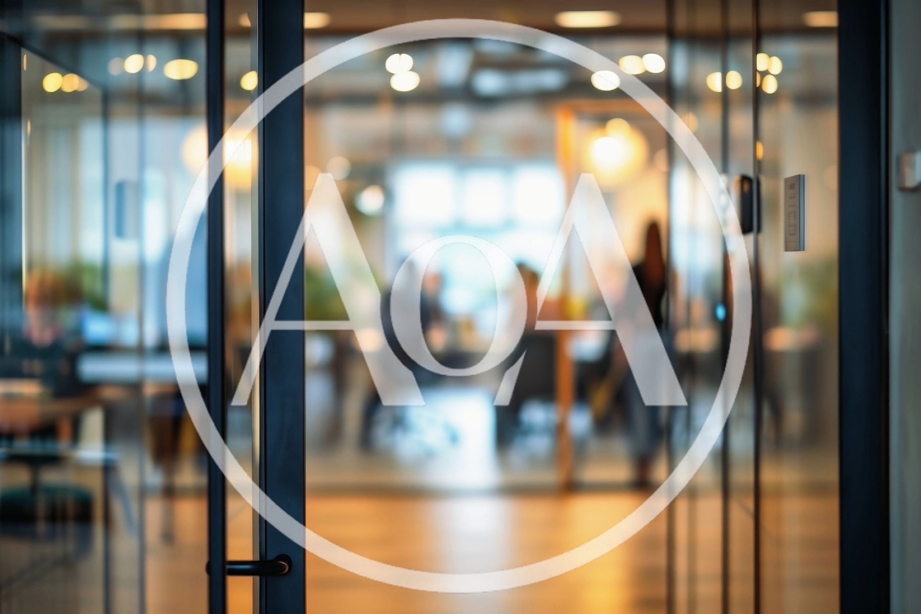 Blurred View Through Glass Office Door