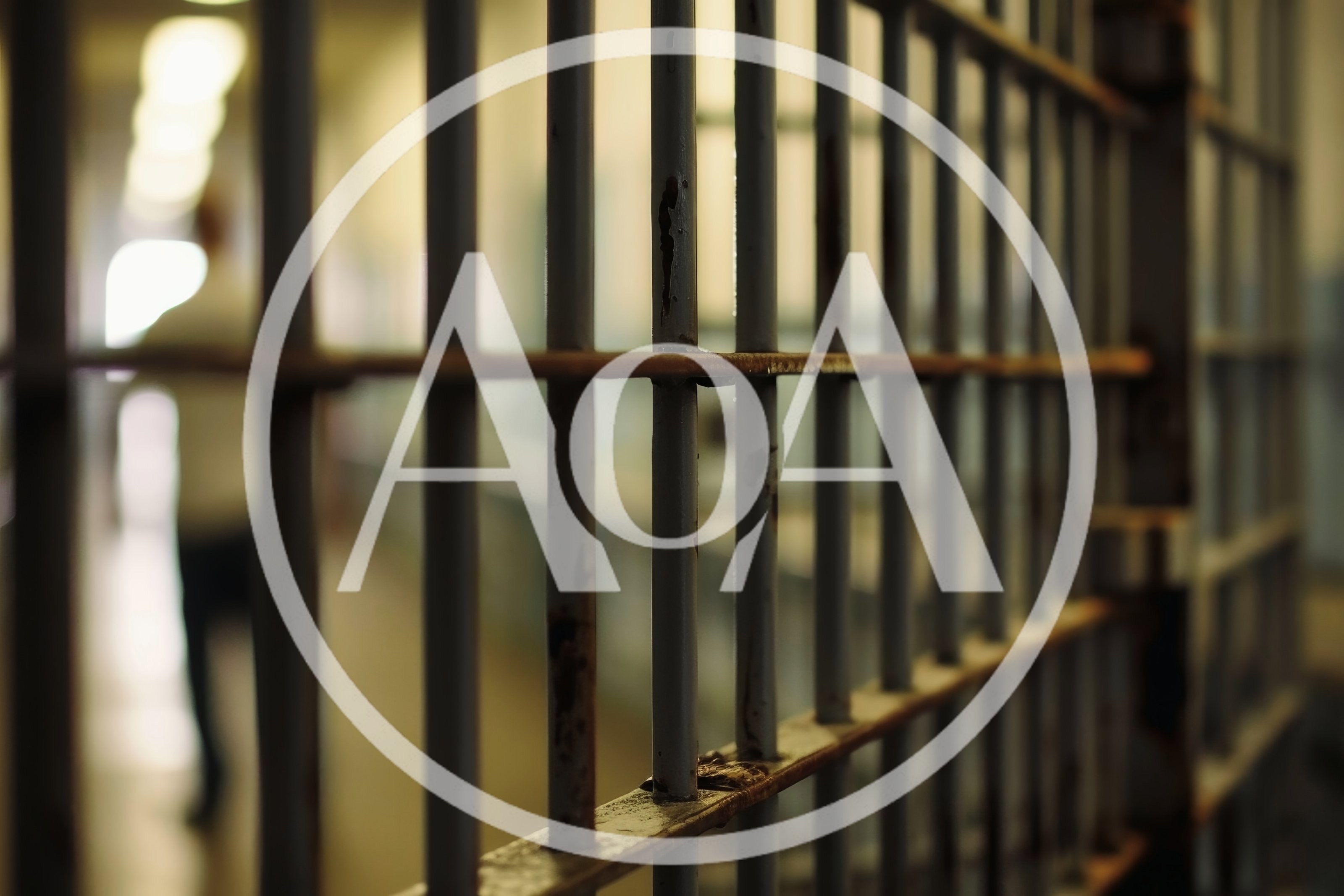 Blurred Silhouette Of A Prisoner Behind Metal Bars