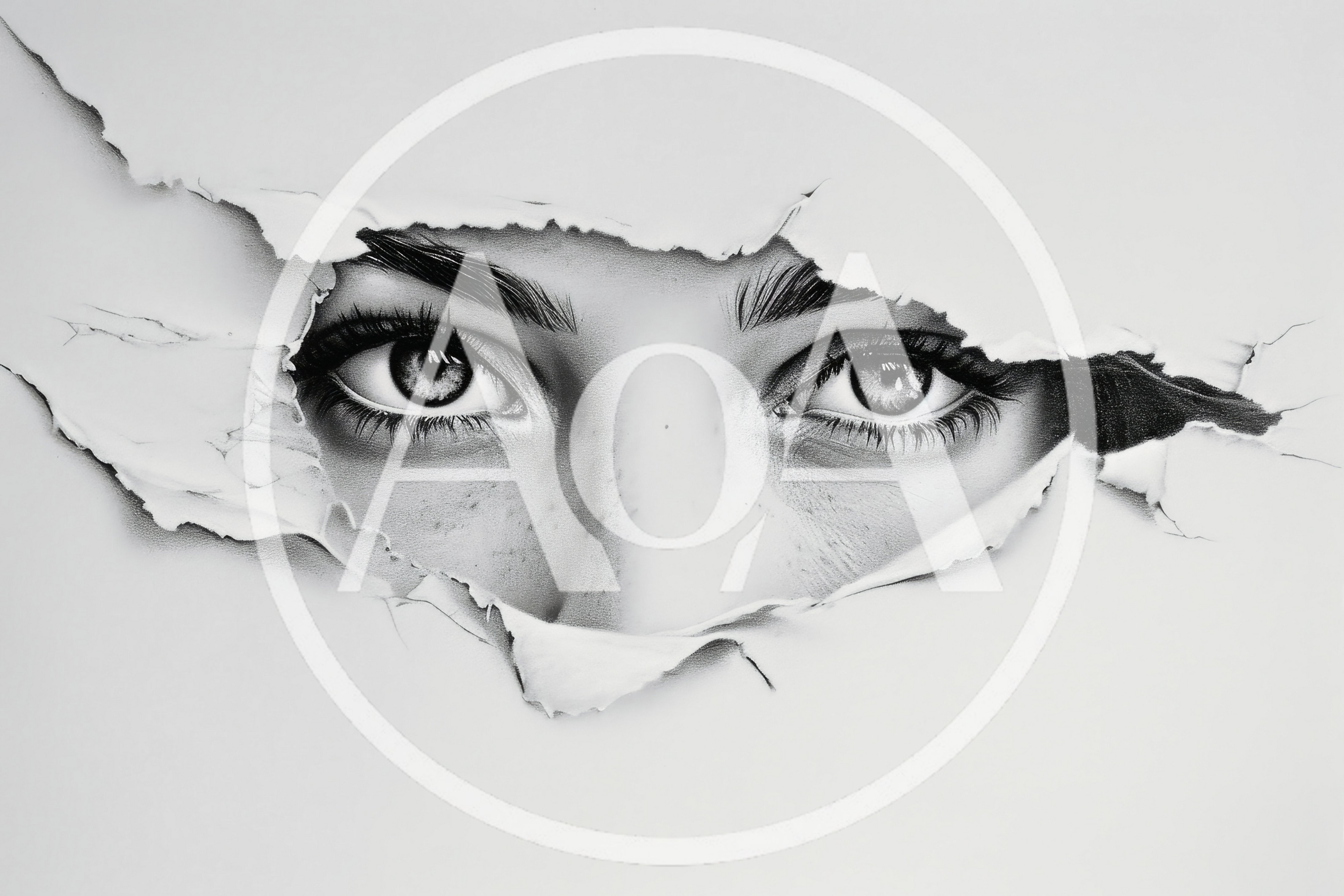 Hyperrealistic Pencil Drawing Of Human Eyes Peering Through Paper