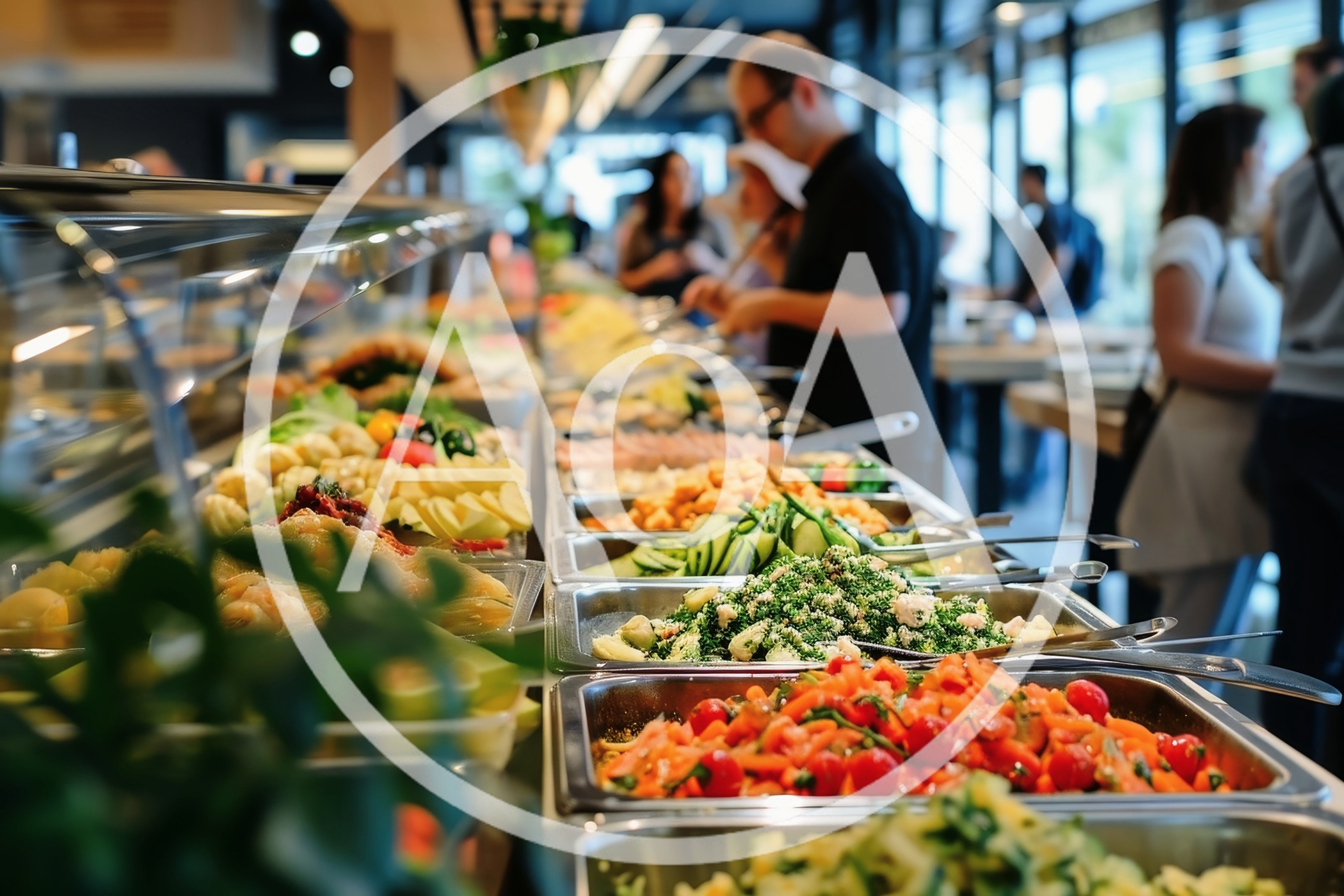 People Selecting Food at a Buffet Salad Bar
