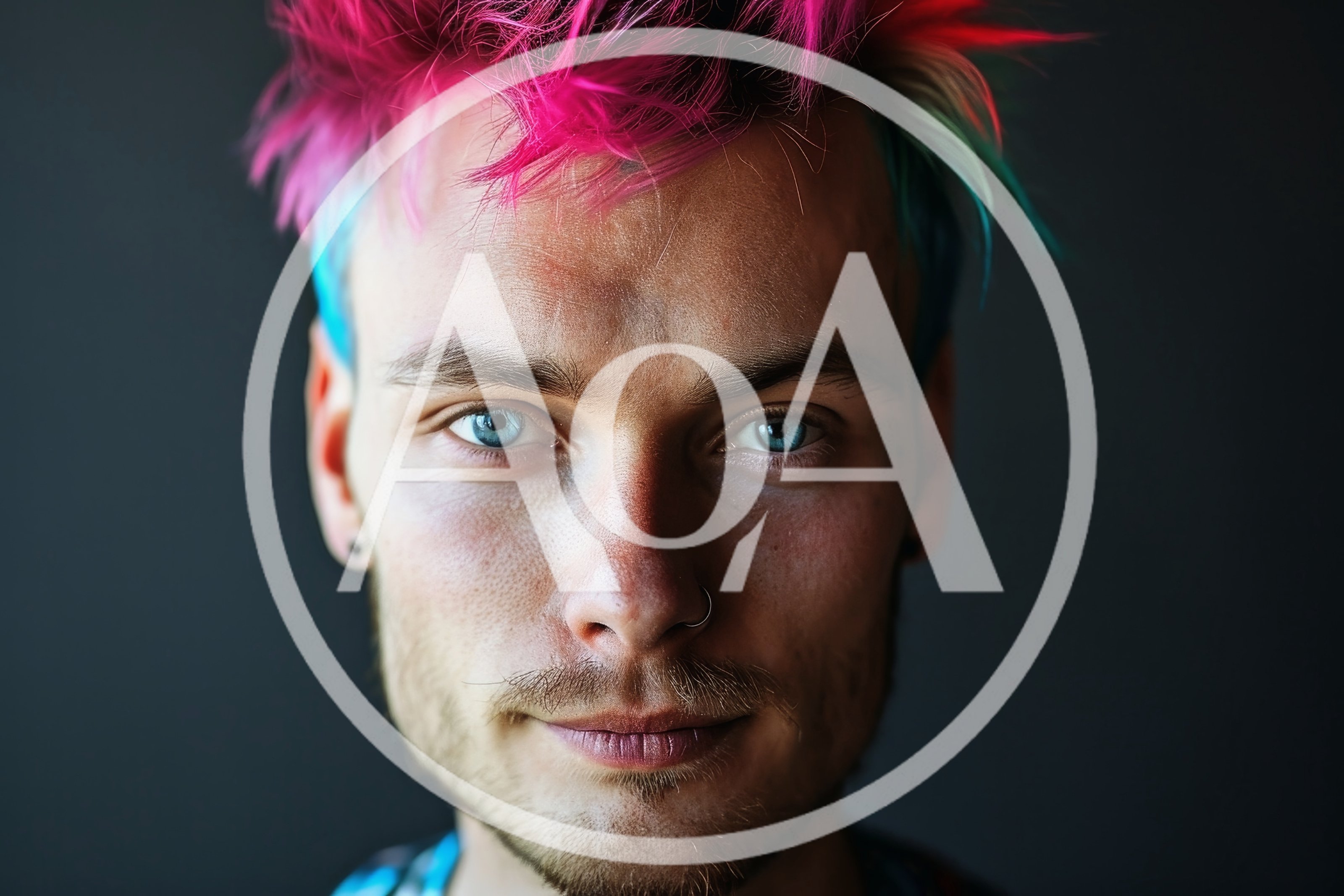 Portrait Of A Young Man With Colorful Dyed Hair