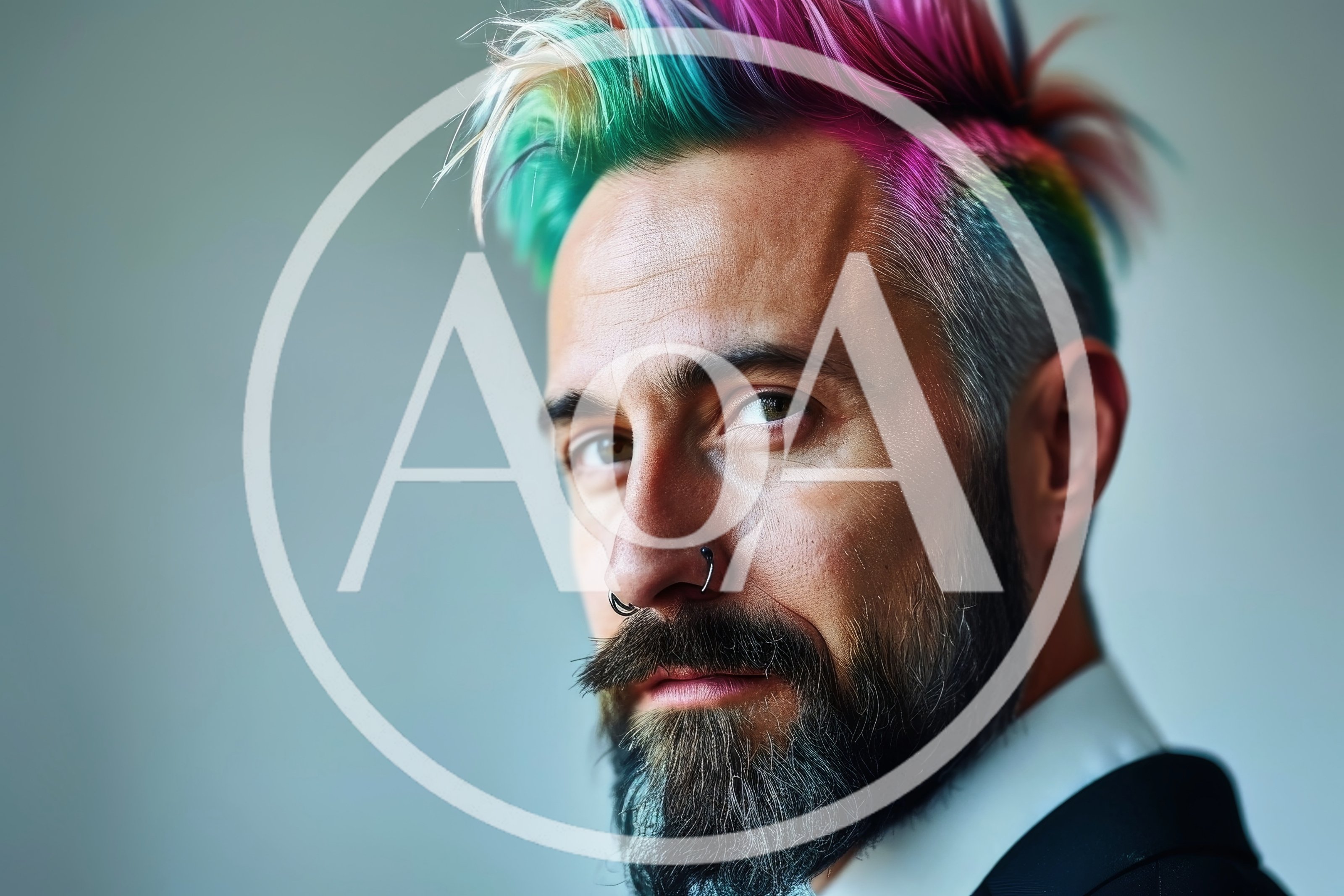 Portrait Of A Man With Colorful Mohawk Hairstyle