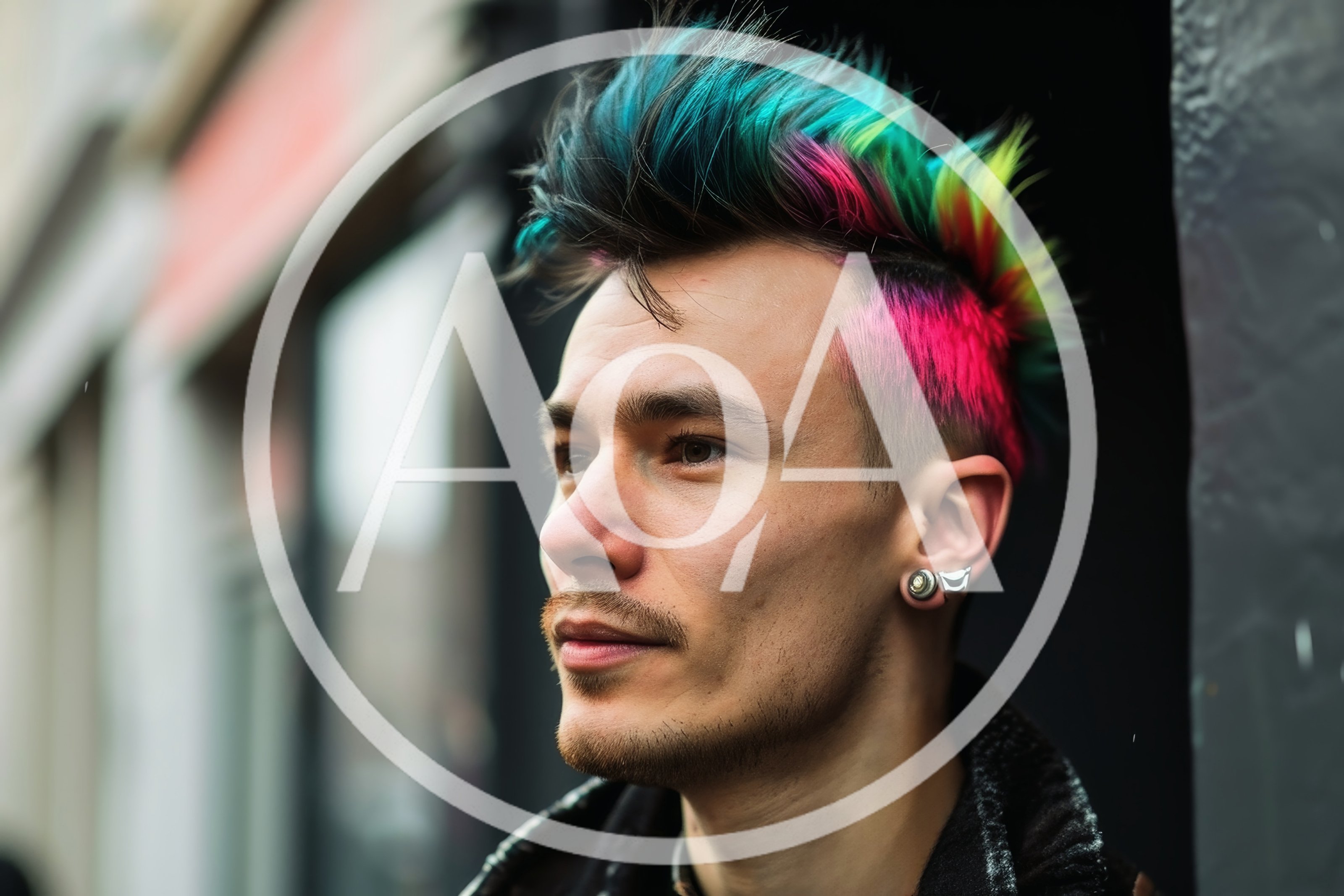 Young Man With Vibrant Multi-Colored Mohawk Hairstyle