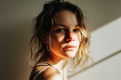 Portrait Of A Young Woman With Natural Sunlight