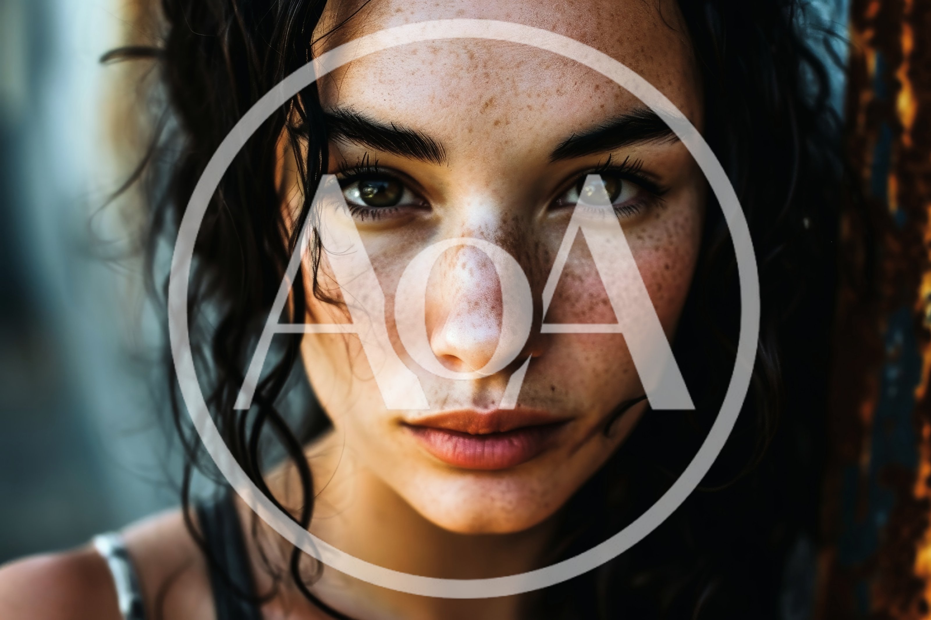 Close Up Portrait Of A Young Woman With Freckles