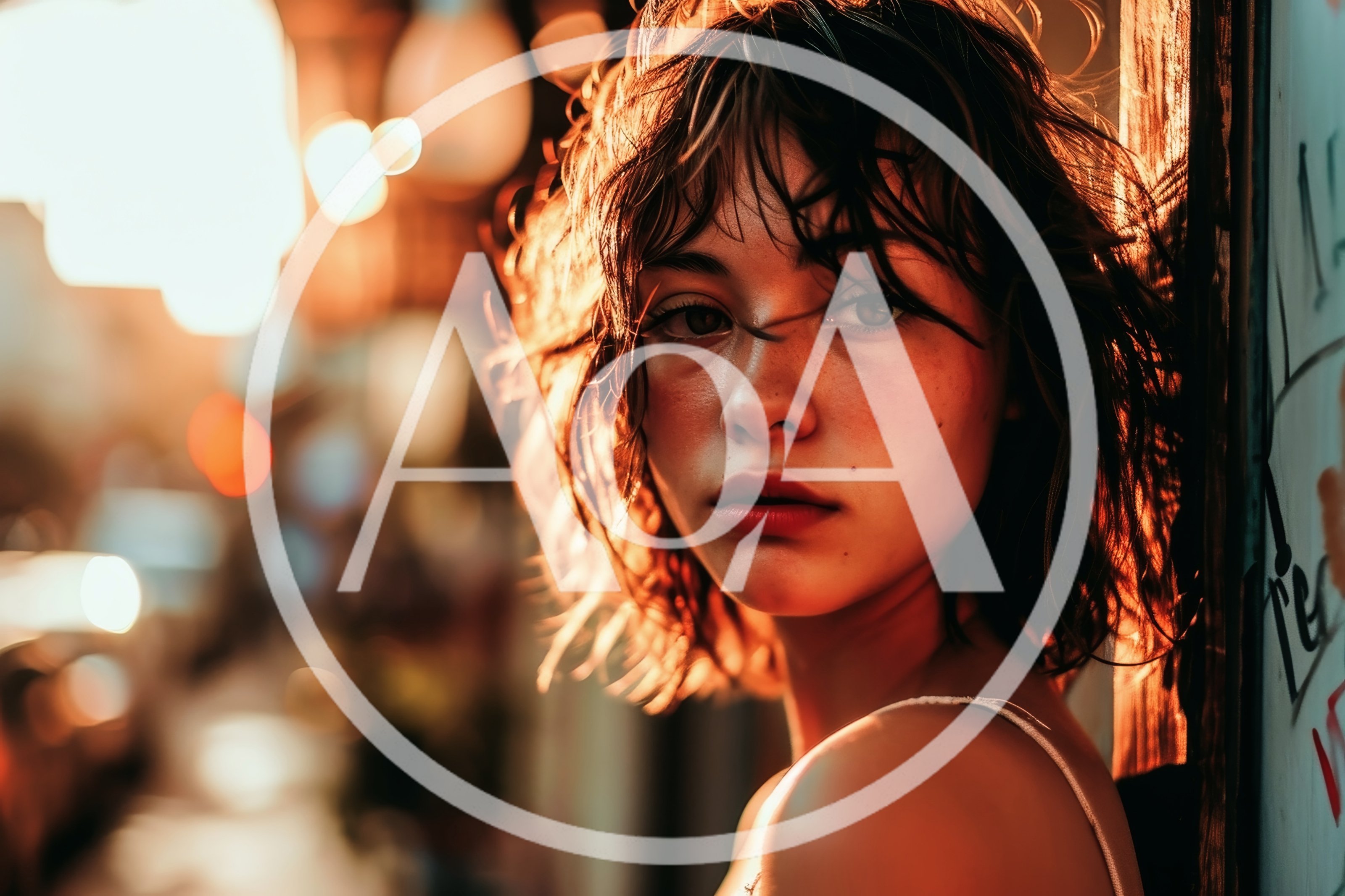 Portrait Of A Young Woman In Urban Night Lighting