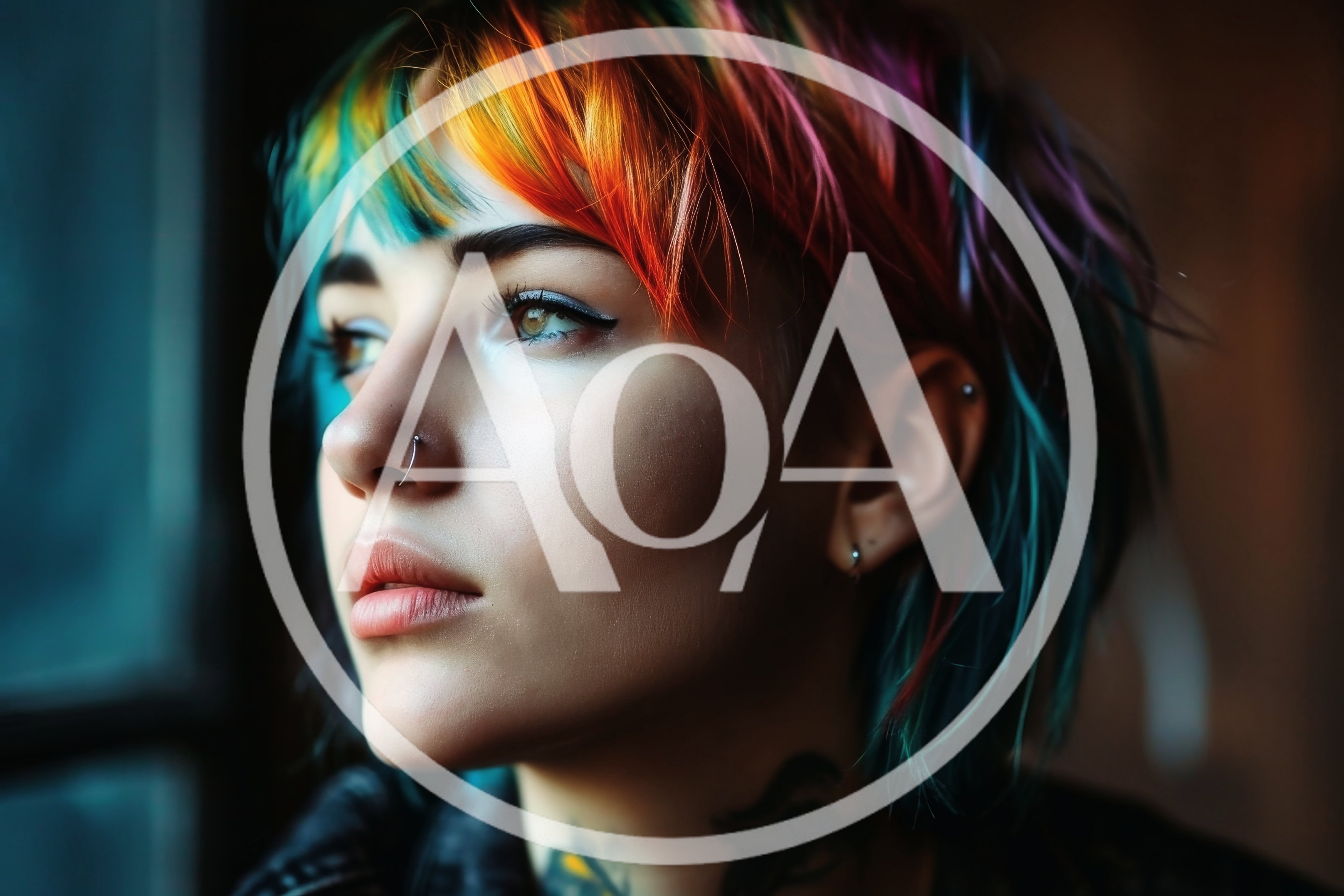 Portrait Of A Young Woman With Multicolored Hair