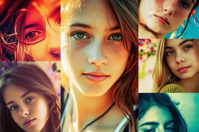Collage Of Diverse Young Women Portraits