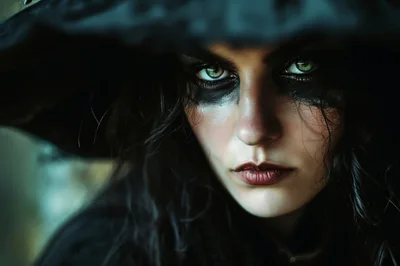 Close Up Portrait Of A Mysterious Witch