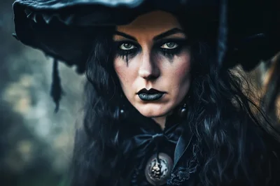 Portrait Of A Gothic Witch In Dark Makeup