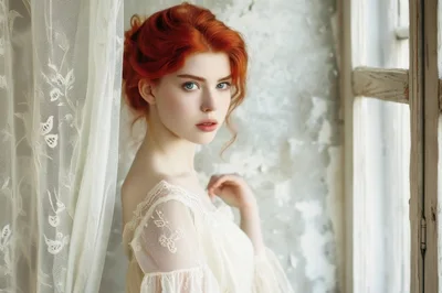 Portrait Of A Young Woman With Red Hair