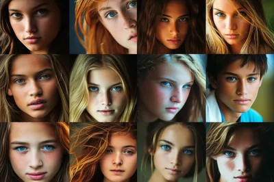 Collage Of Diverse Young People Portraits