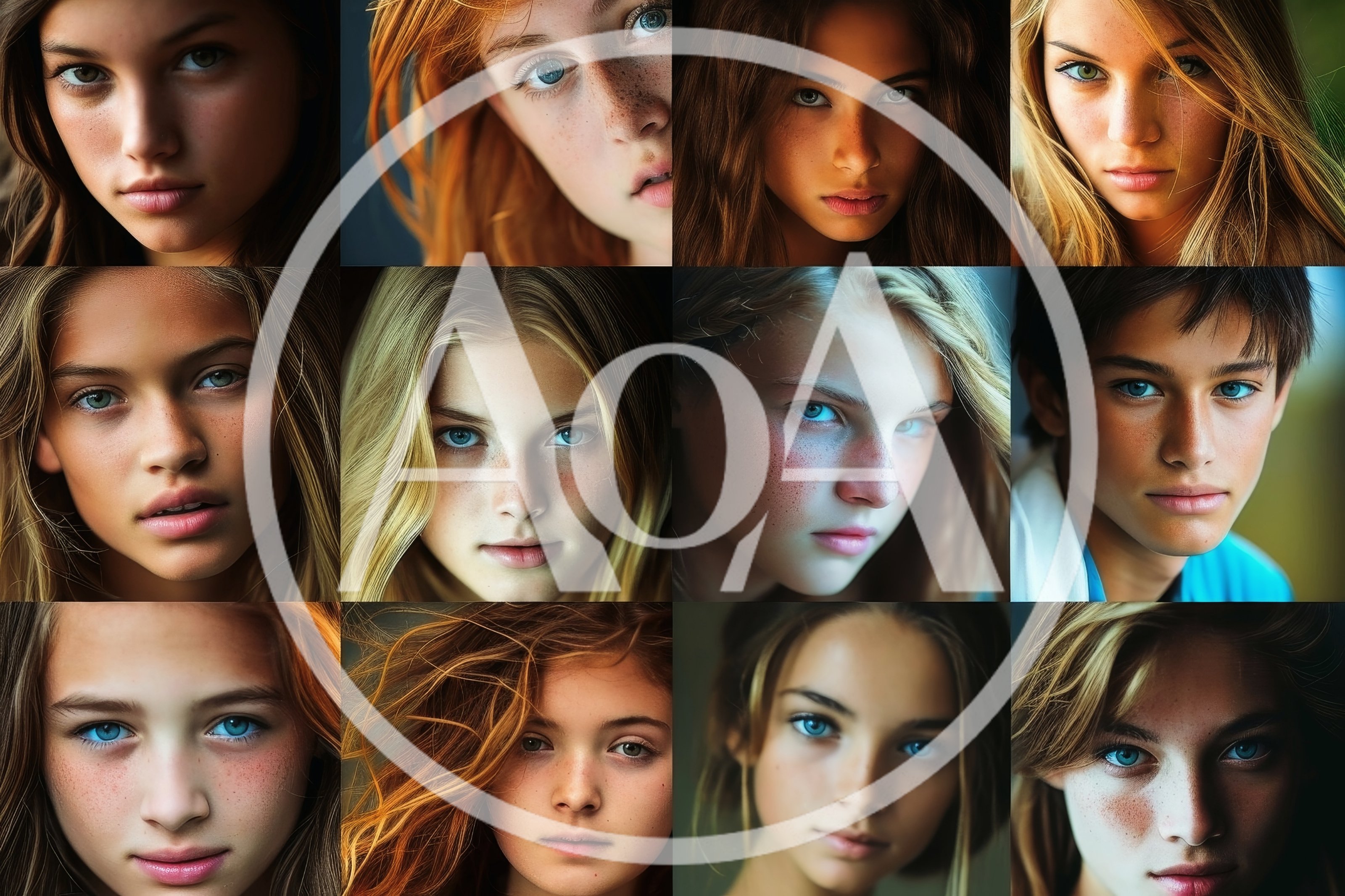 Collage Of Diverse Young People Portraits