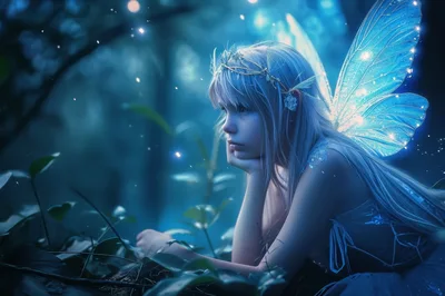 Ethereal Fairy Resting In A Magical Enchanted Forest