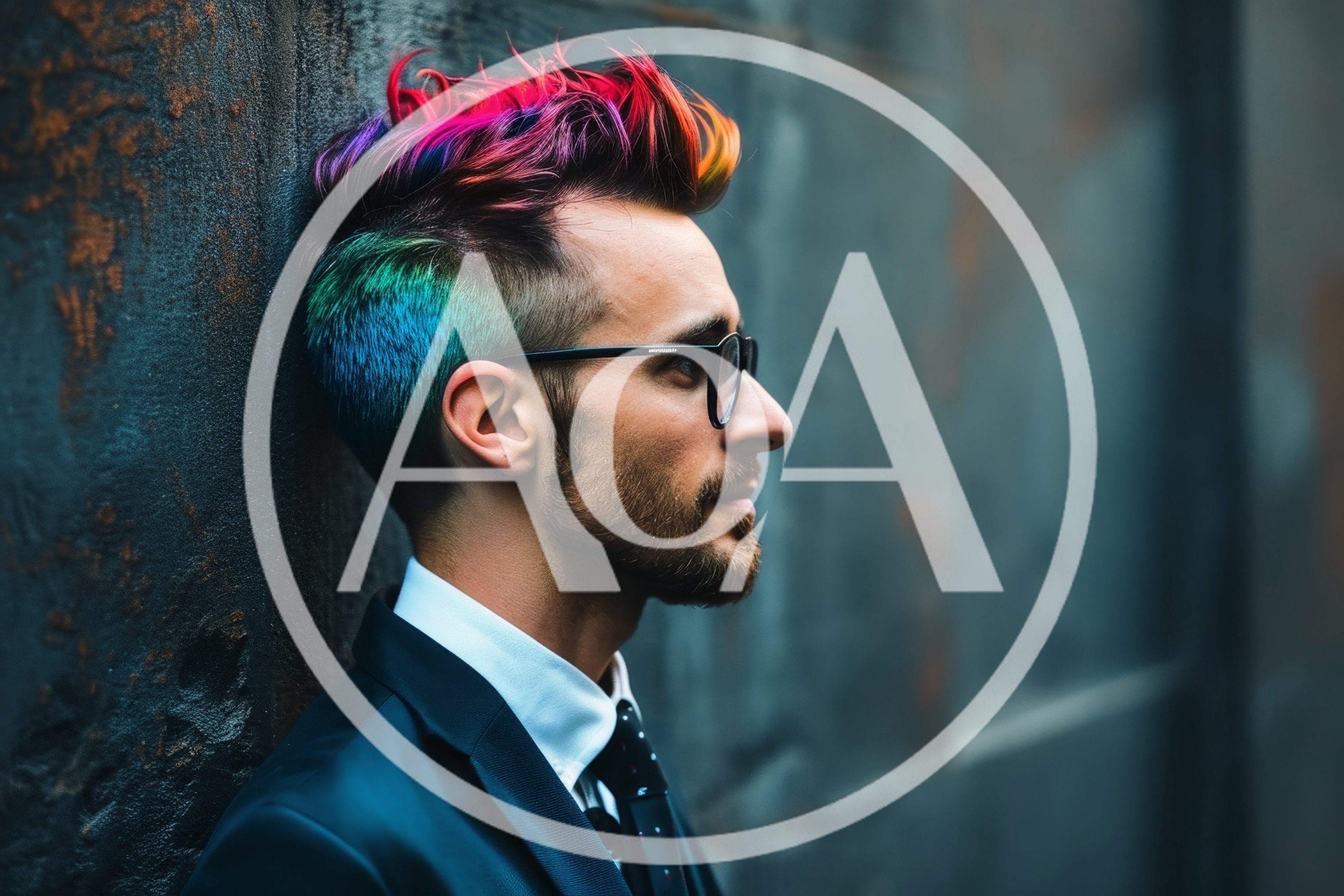 Profile Portrait Of A Man With Multicolored Hair